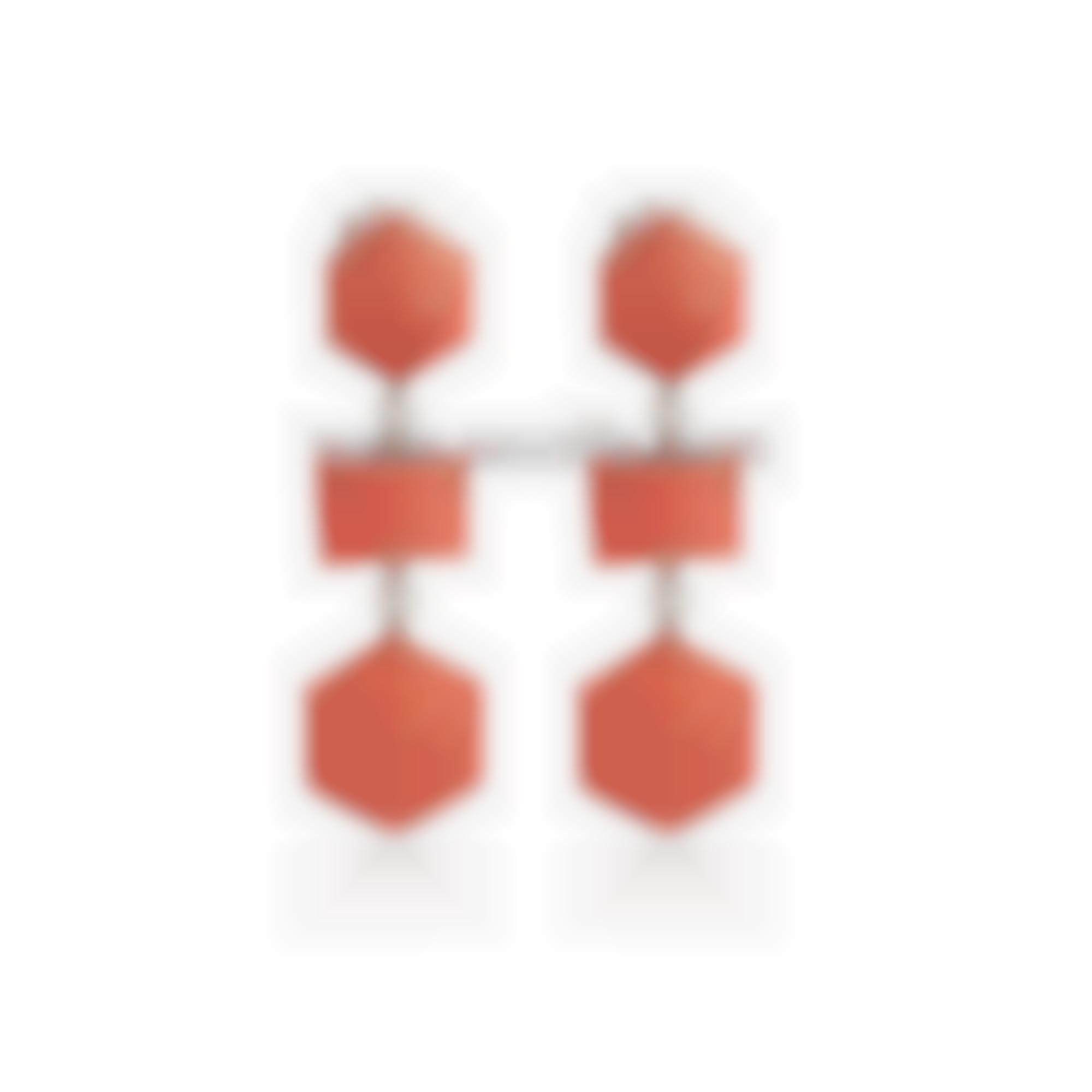 Earrings with natural red coral with diamonds