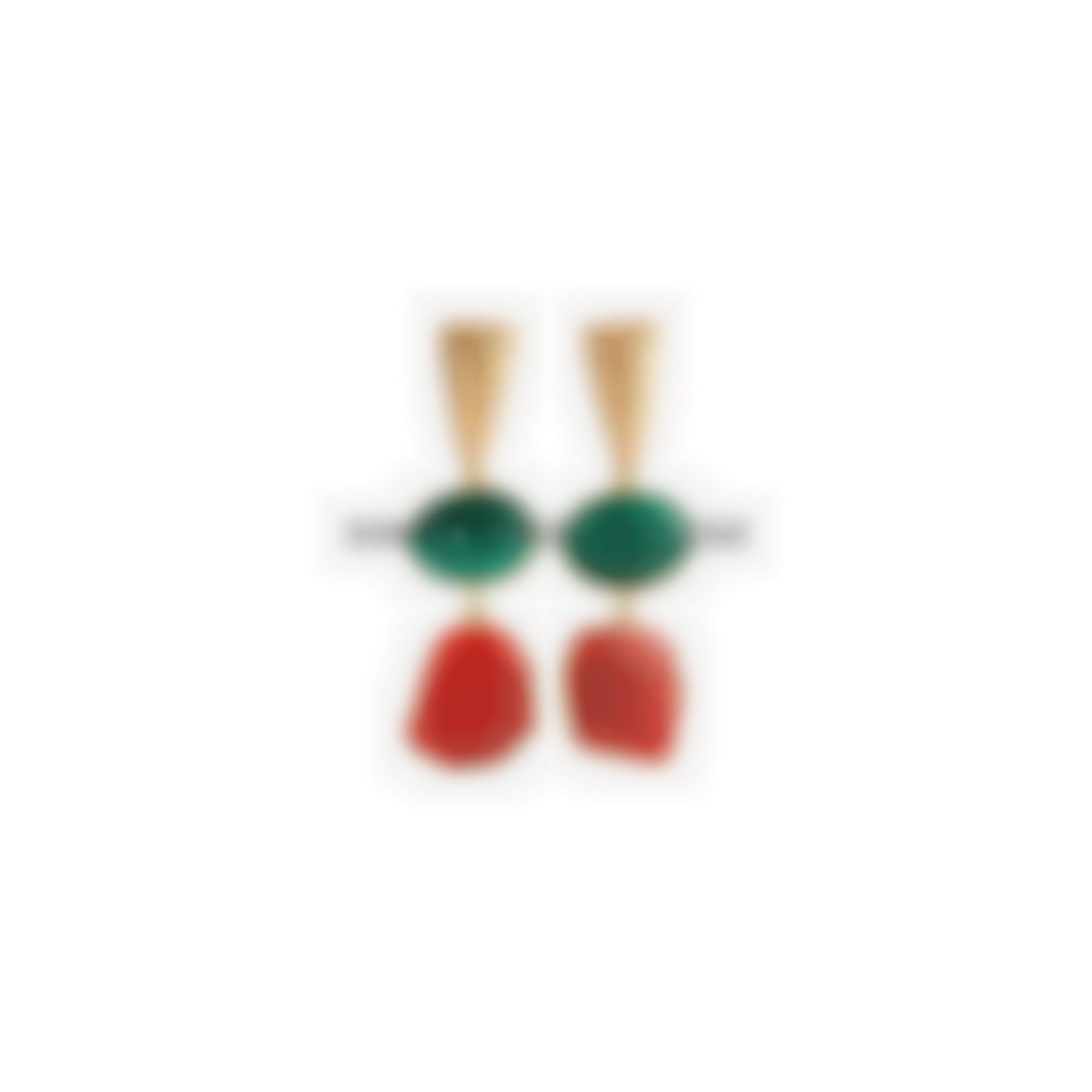 Orecchini con agata verde e corallo naturale