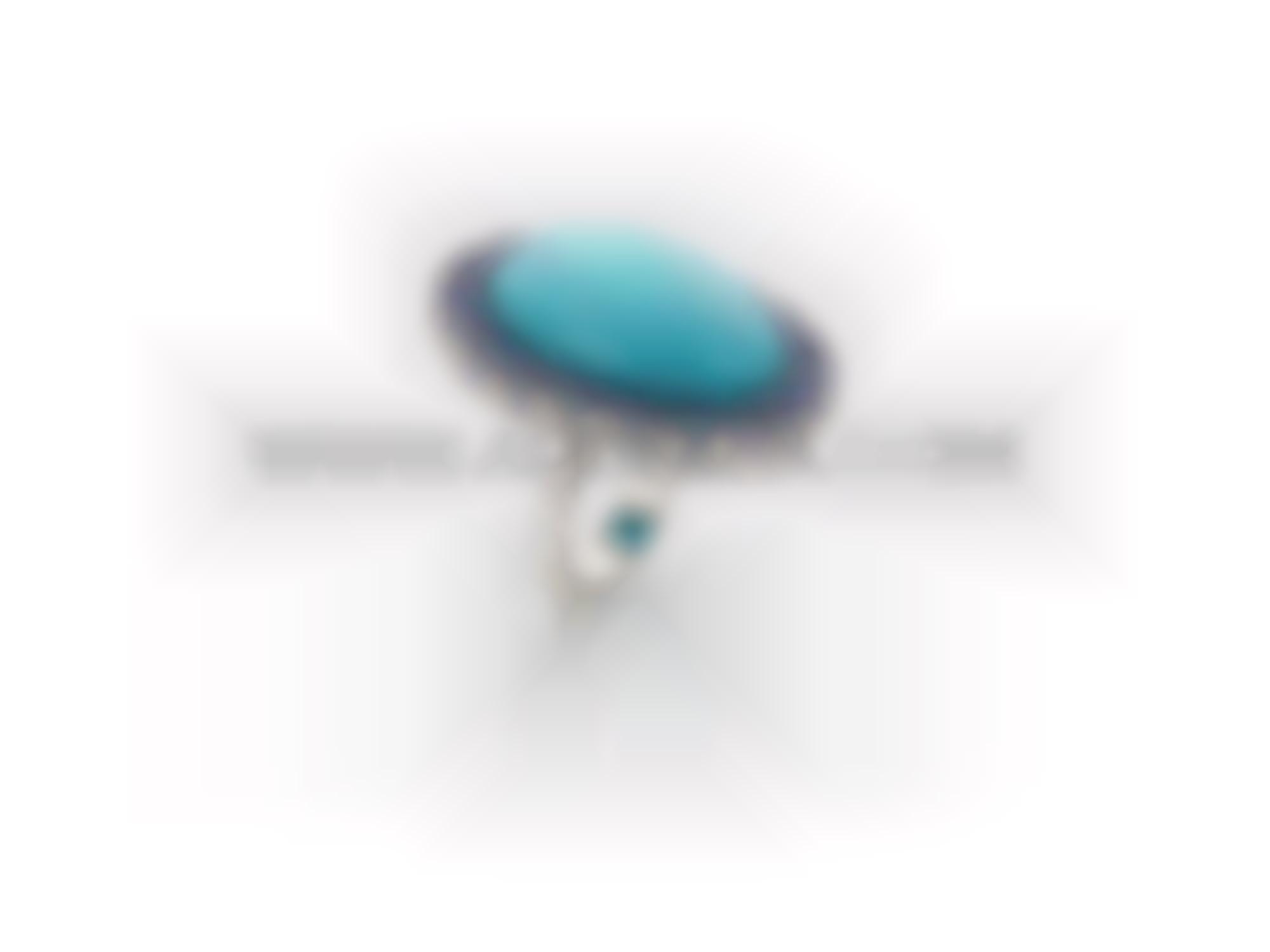 Ring set in white gold with turquoise and stones 