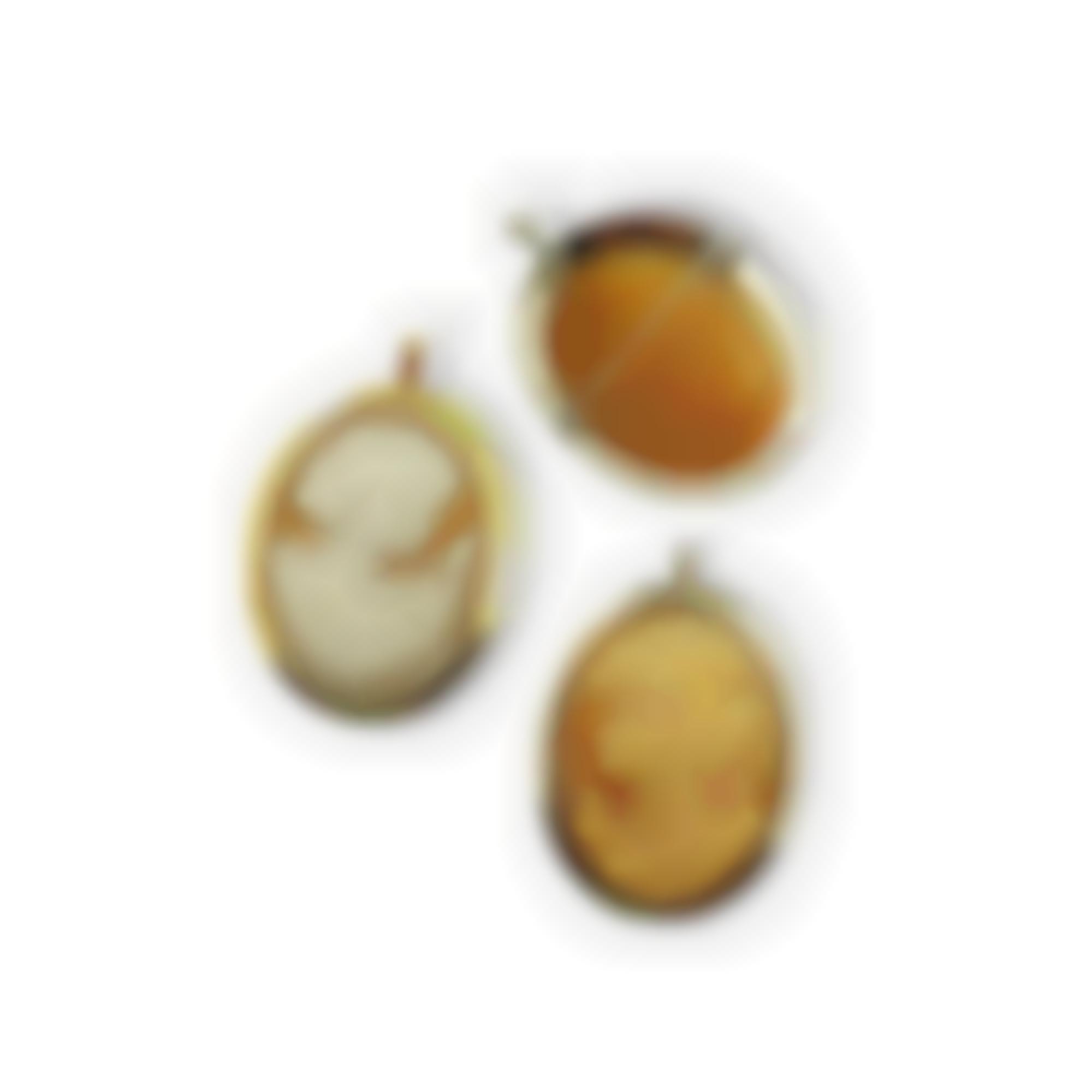 Natural seashell cameo handmade set in silver size 35 mm 