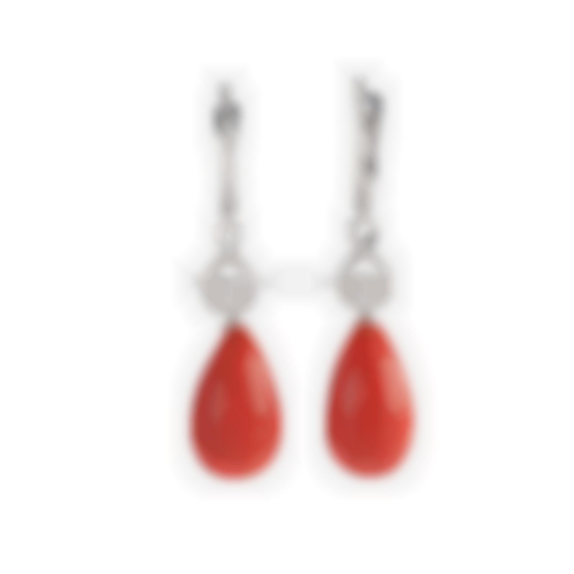 Natural red coral and diamonds