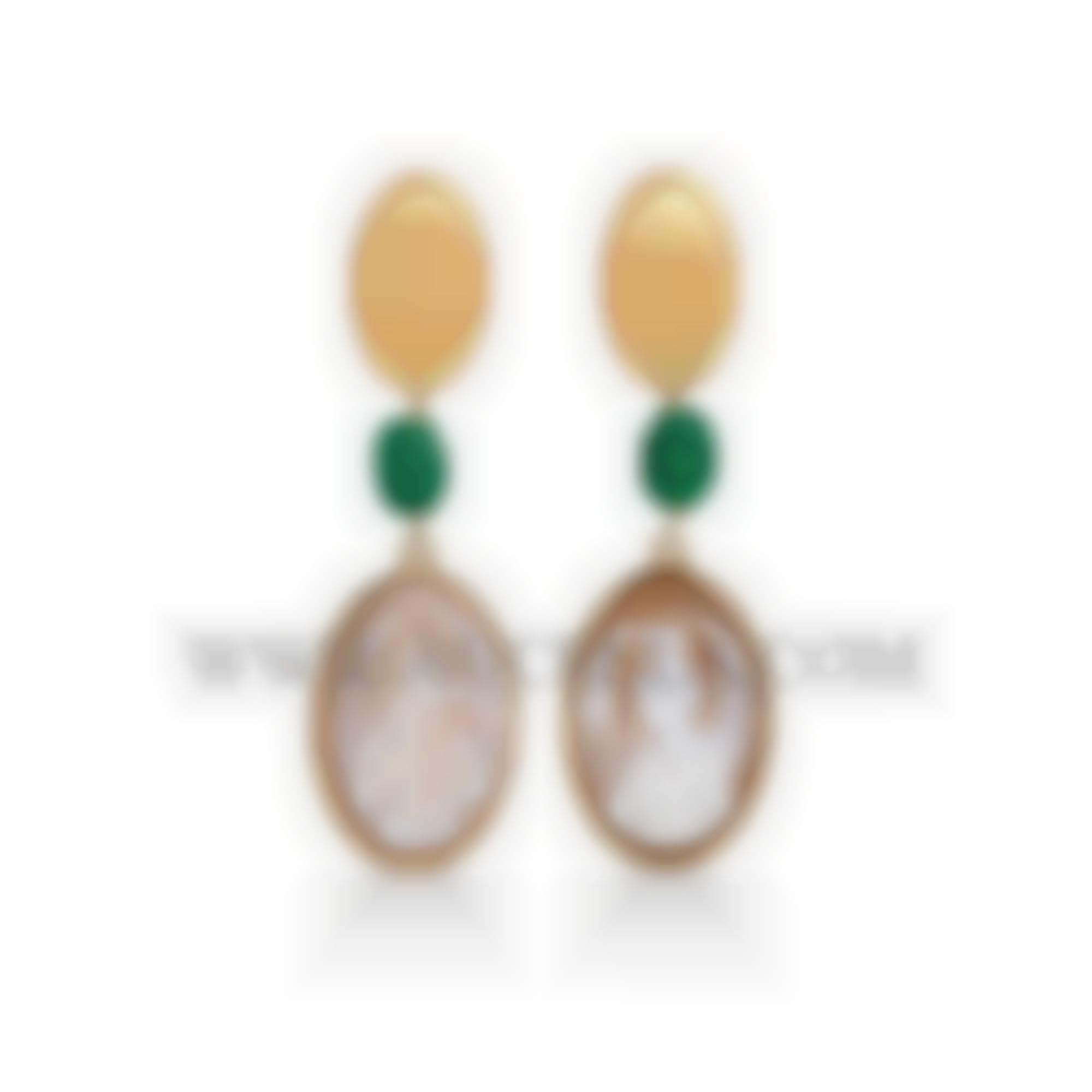 Earrings set in silver with natural cameos