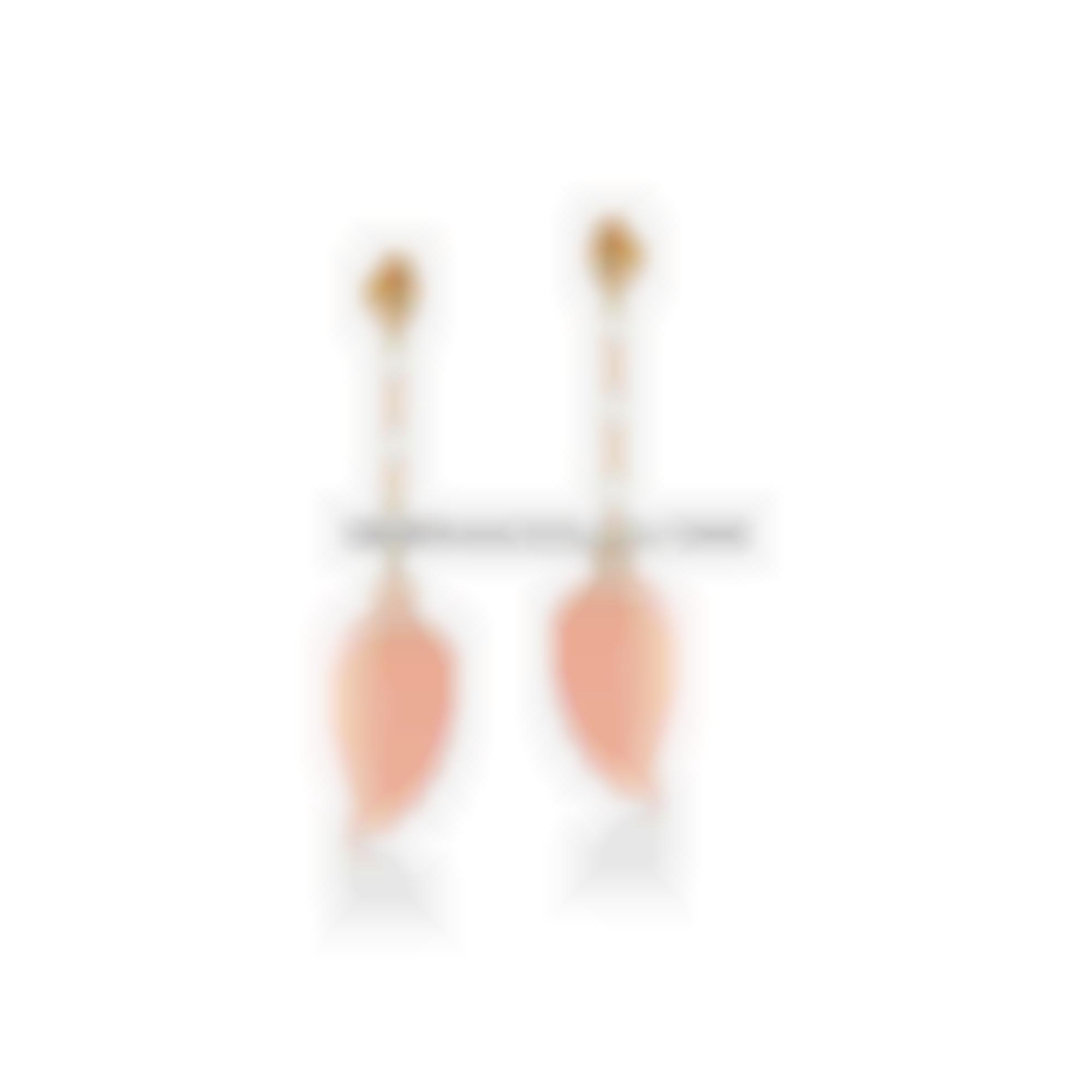 Natural pink coral wings set in gold 