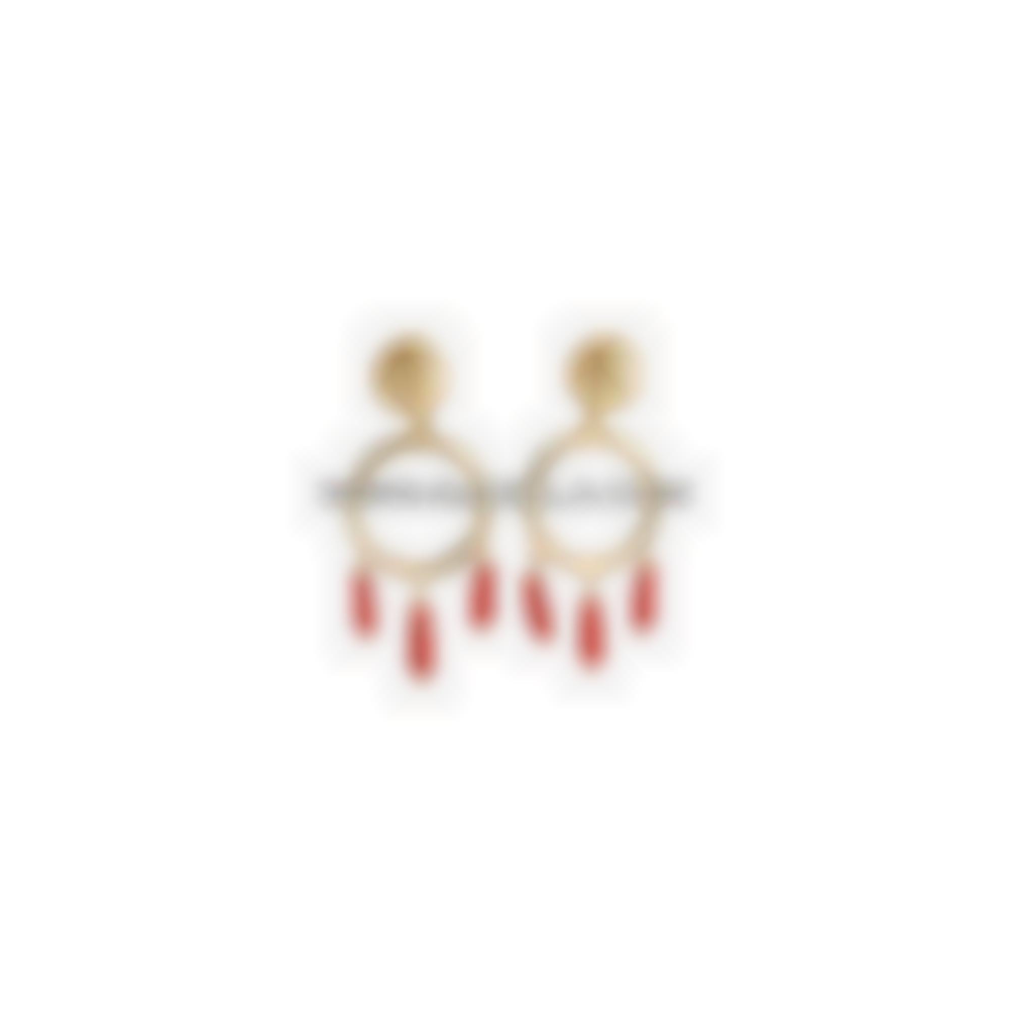 Orecchini con pendoli di corallo rosso naturale