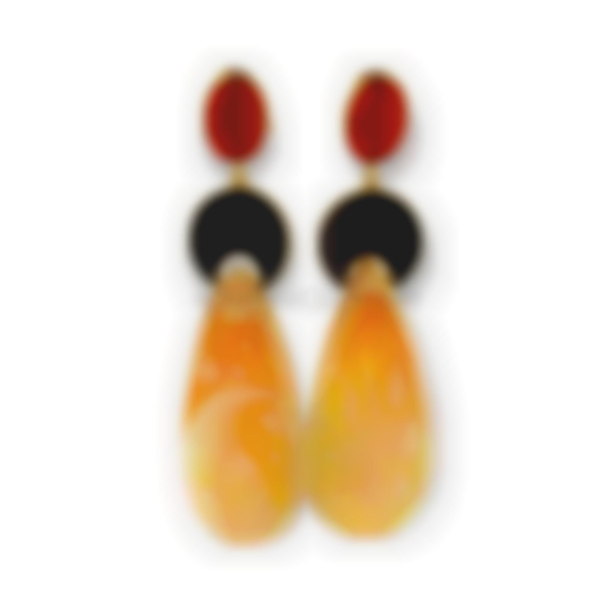 Earrings with natural cameos sun and moon carved 