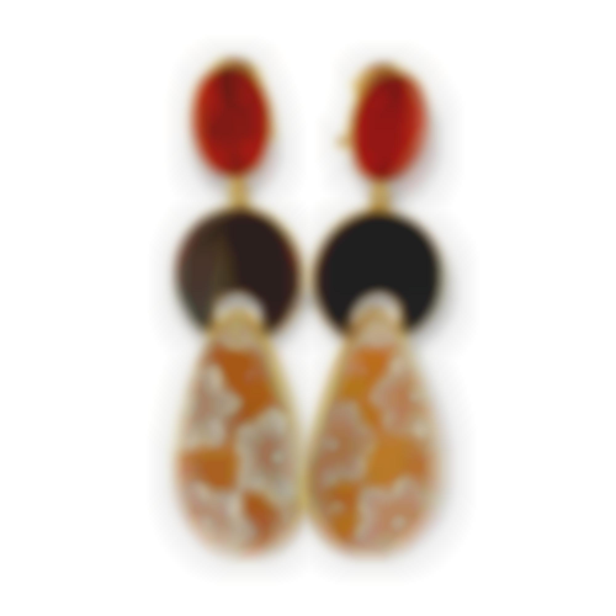 Earrings set in silver with cameos flowers carved 