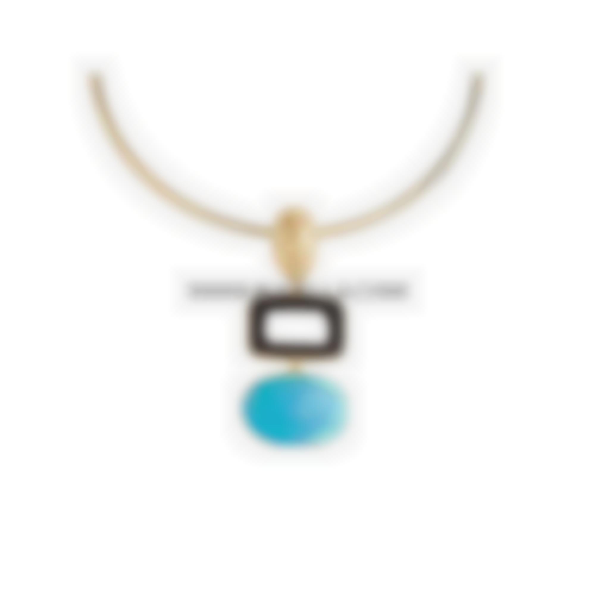 Pendant set in silver with ebony and natural turquoise