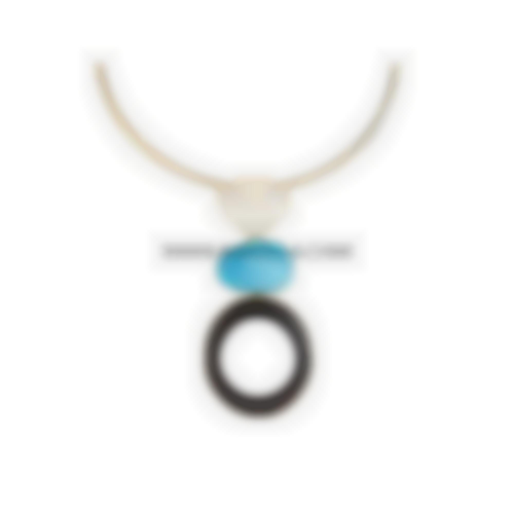 Turchese naturale e labradorite in argento giallo 