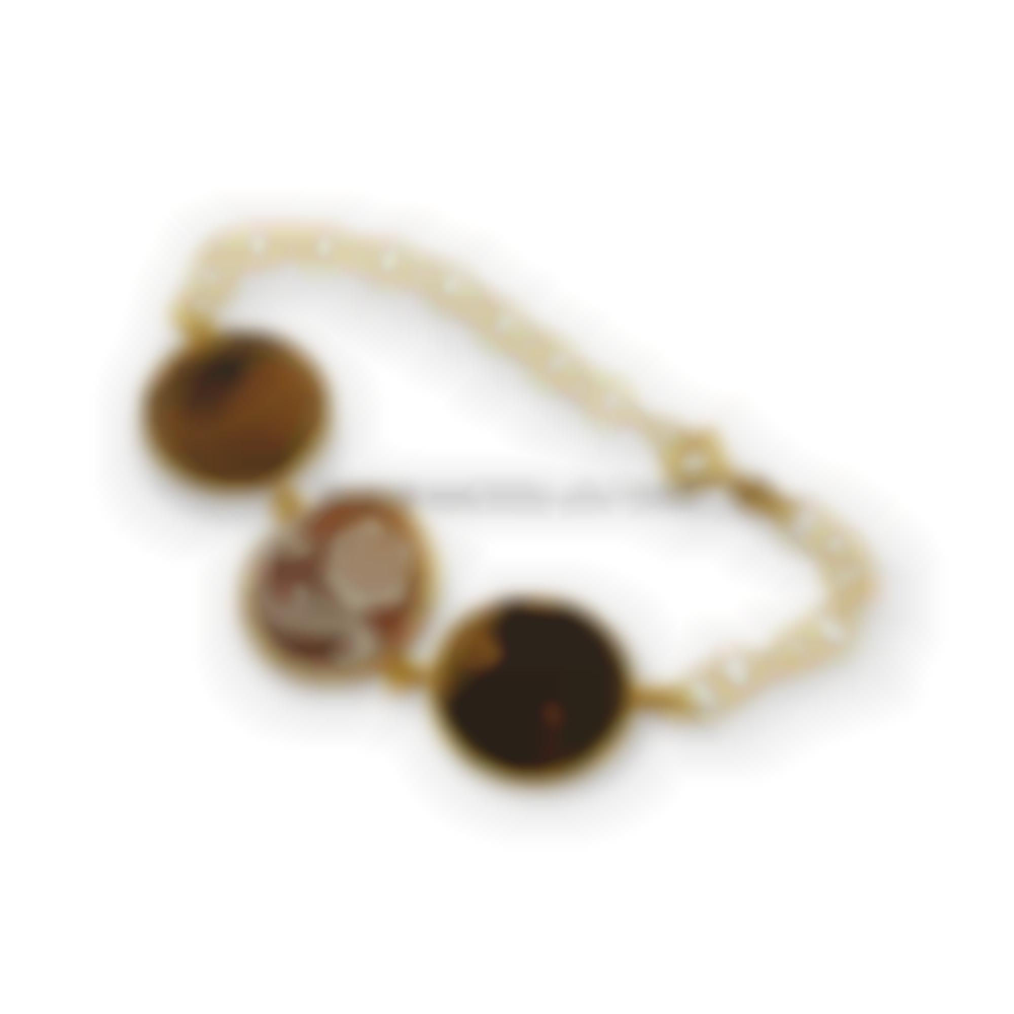 Bracciale con cammeo naturale e seta di San Leucio