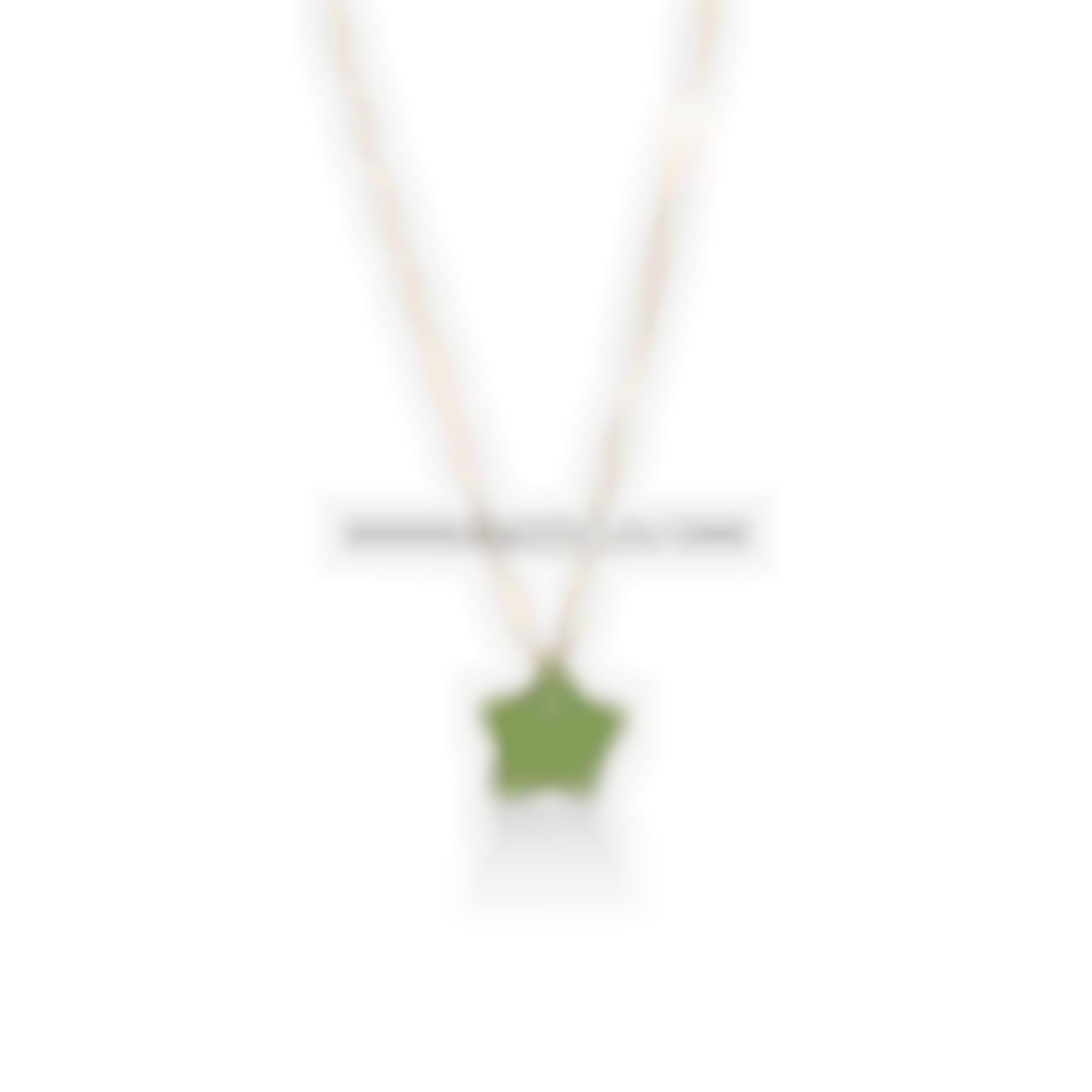 Stella incisa su turchese naturale verde montata in oro