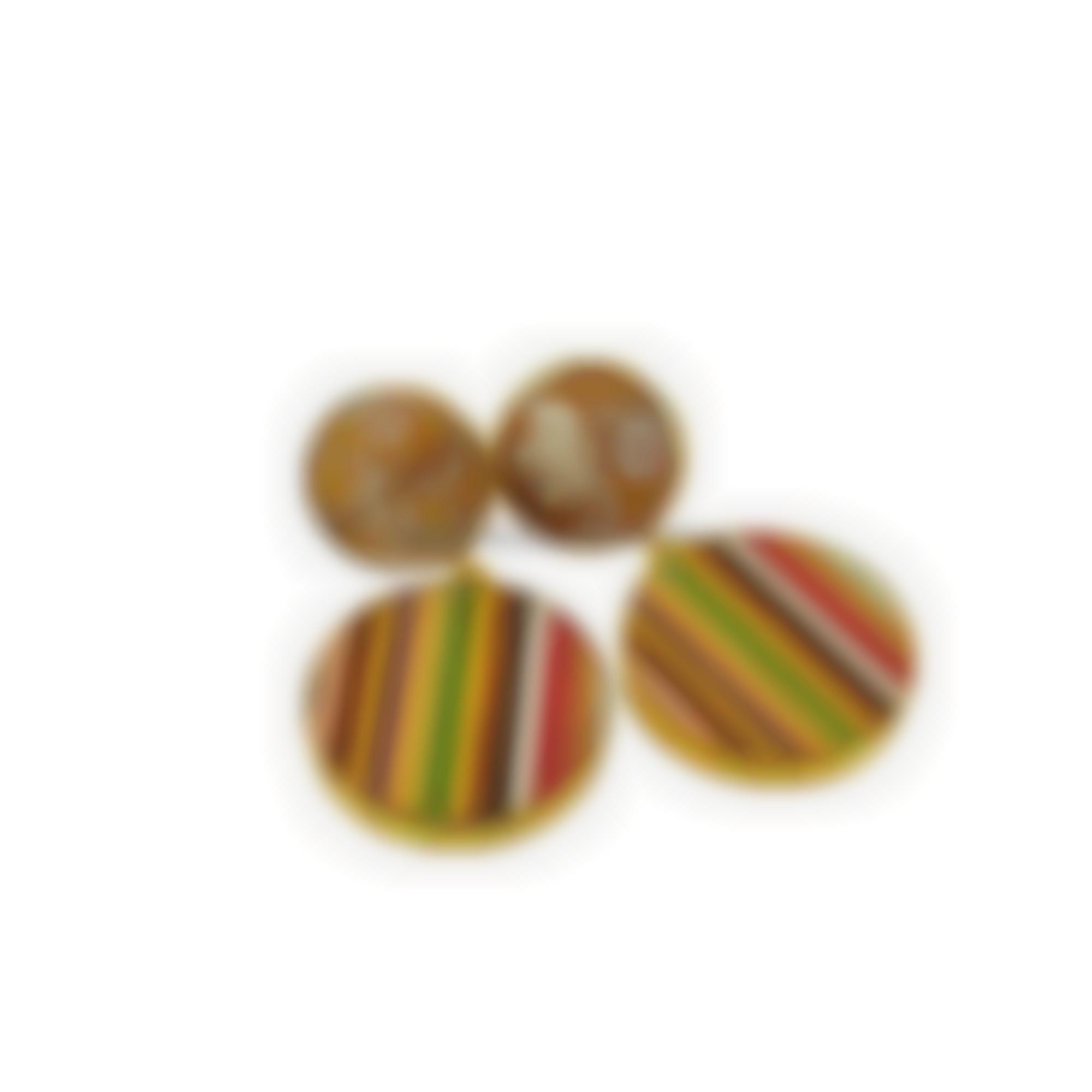 Earrings set in silver 925 with natural cameos and wood carvings