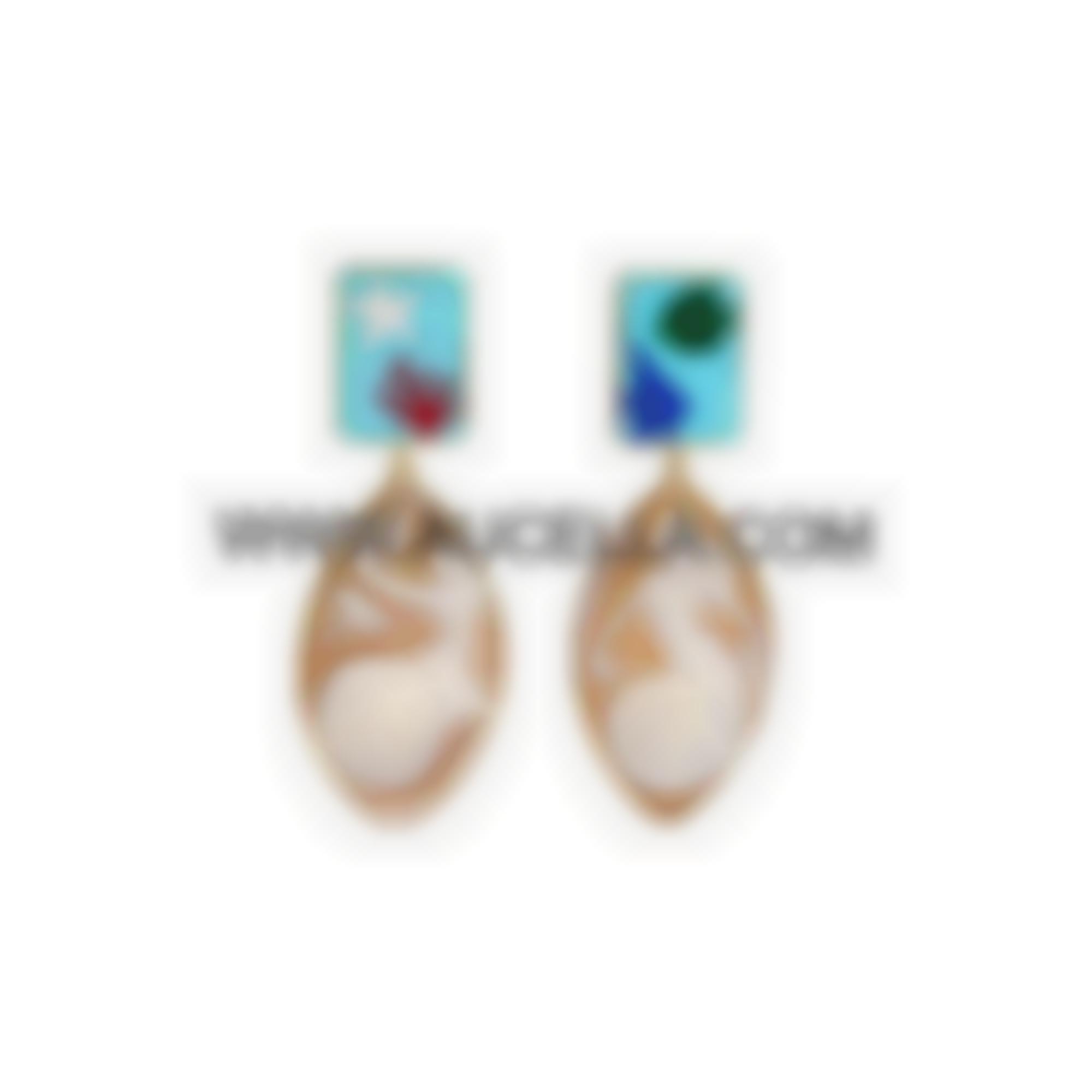 Earrings set in silver with cameos and mosaic 