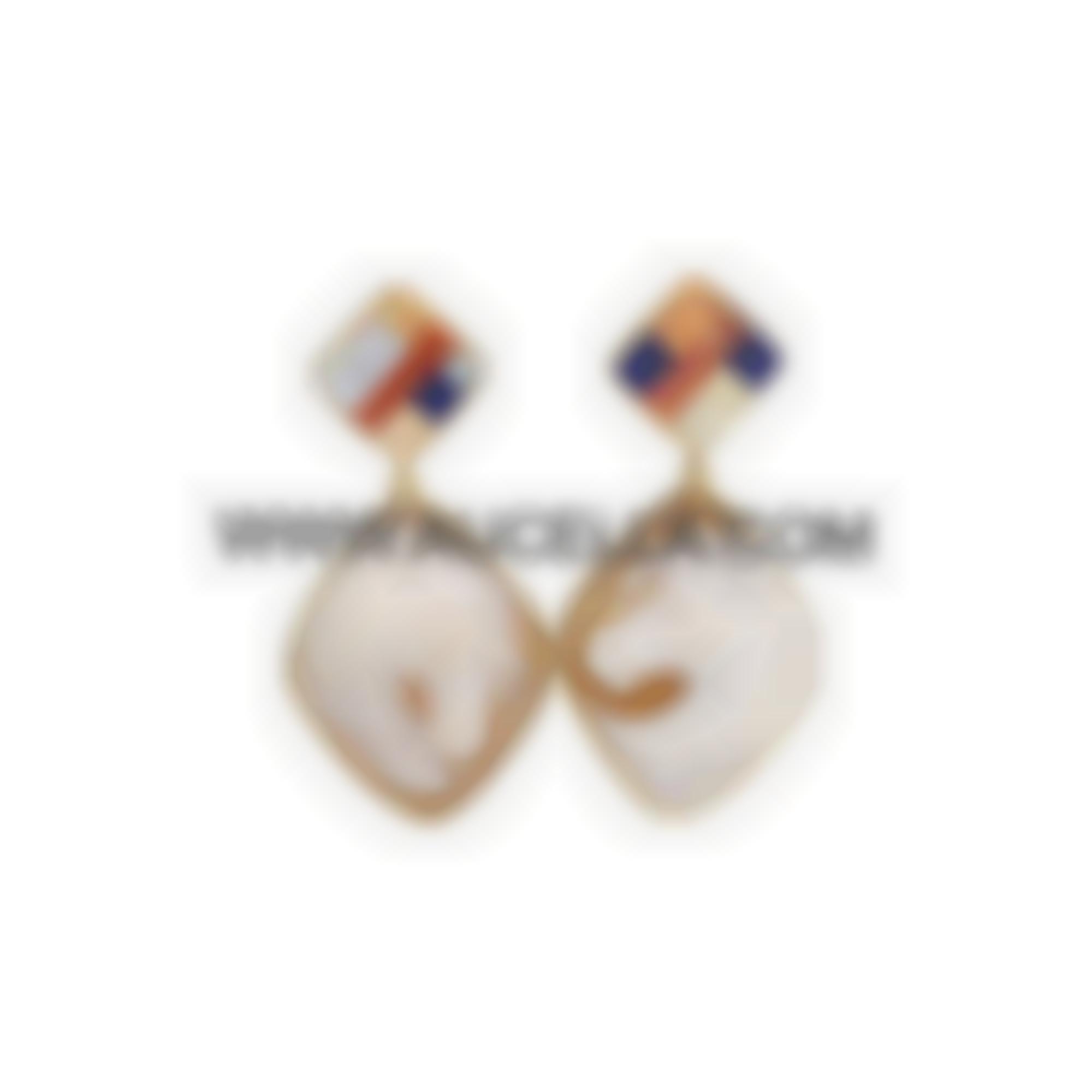 Earrings with natural cameo set in silver 925