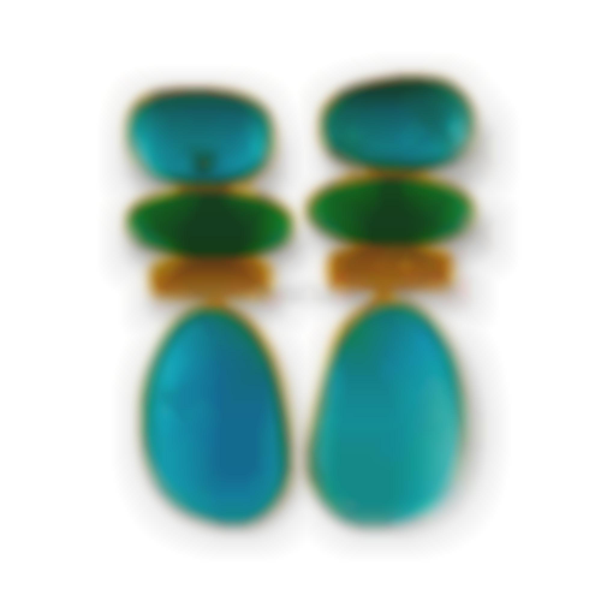 Orecchini in argento con turchese e onice verde