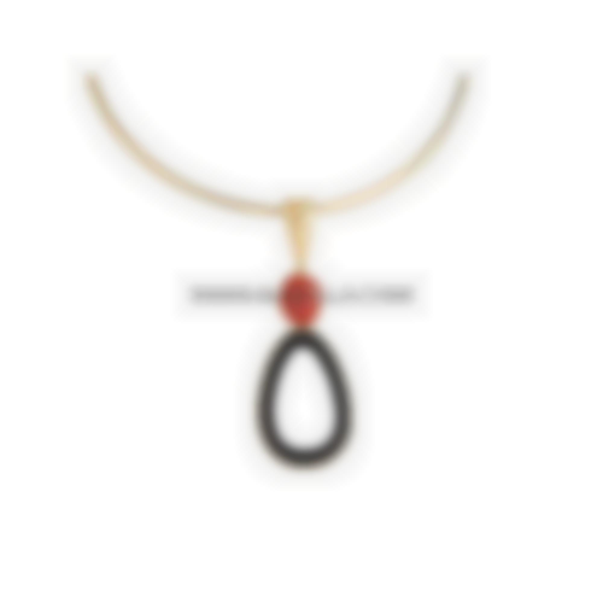 Ciondolo in argento 925 con corallo rosso ed ebano