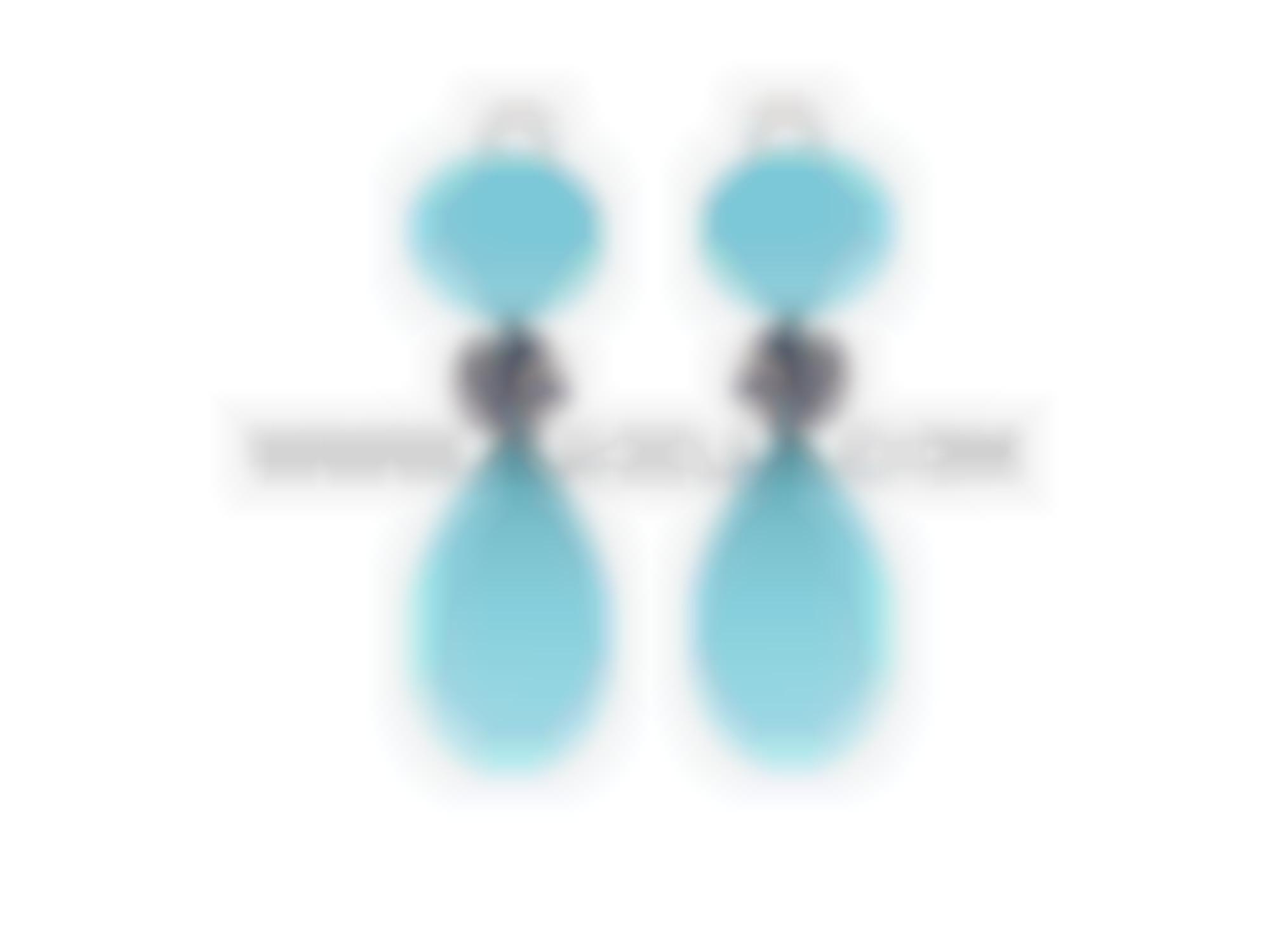 Earrings big drops set in gold with sapphires 