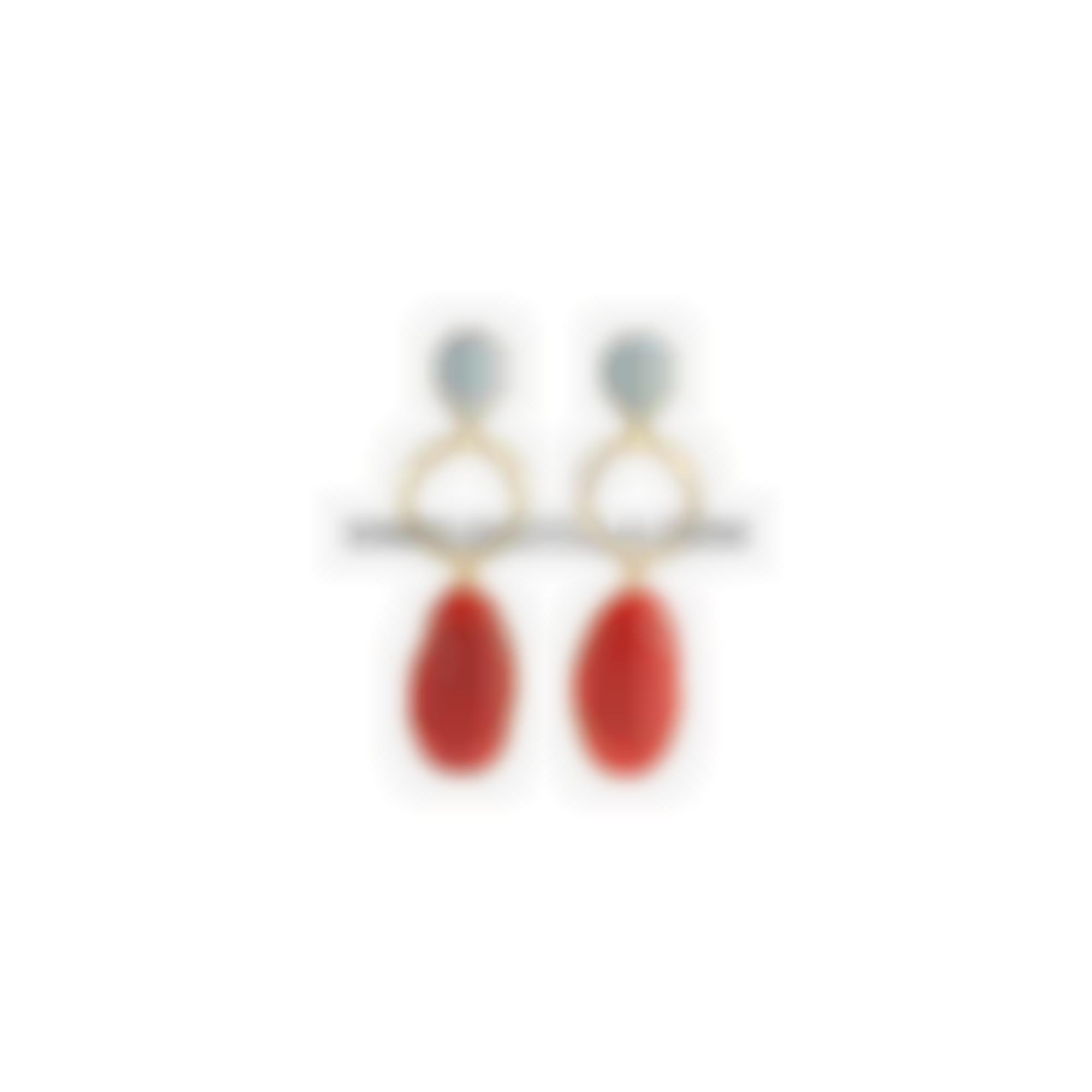 New design earrings set in silver 925 with natural red coral
