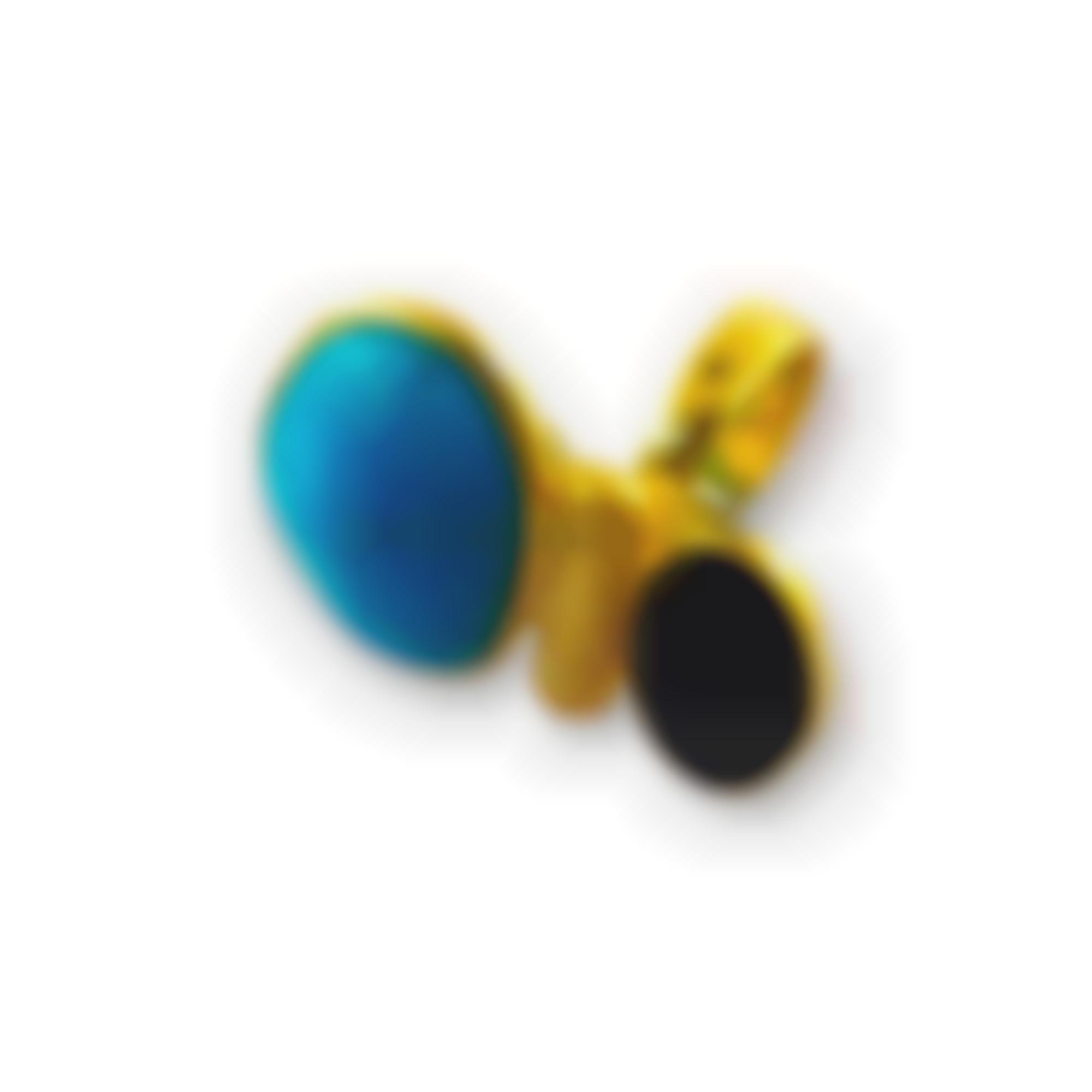 Ring set in silver 925 with natural turquoise and onyx stone 