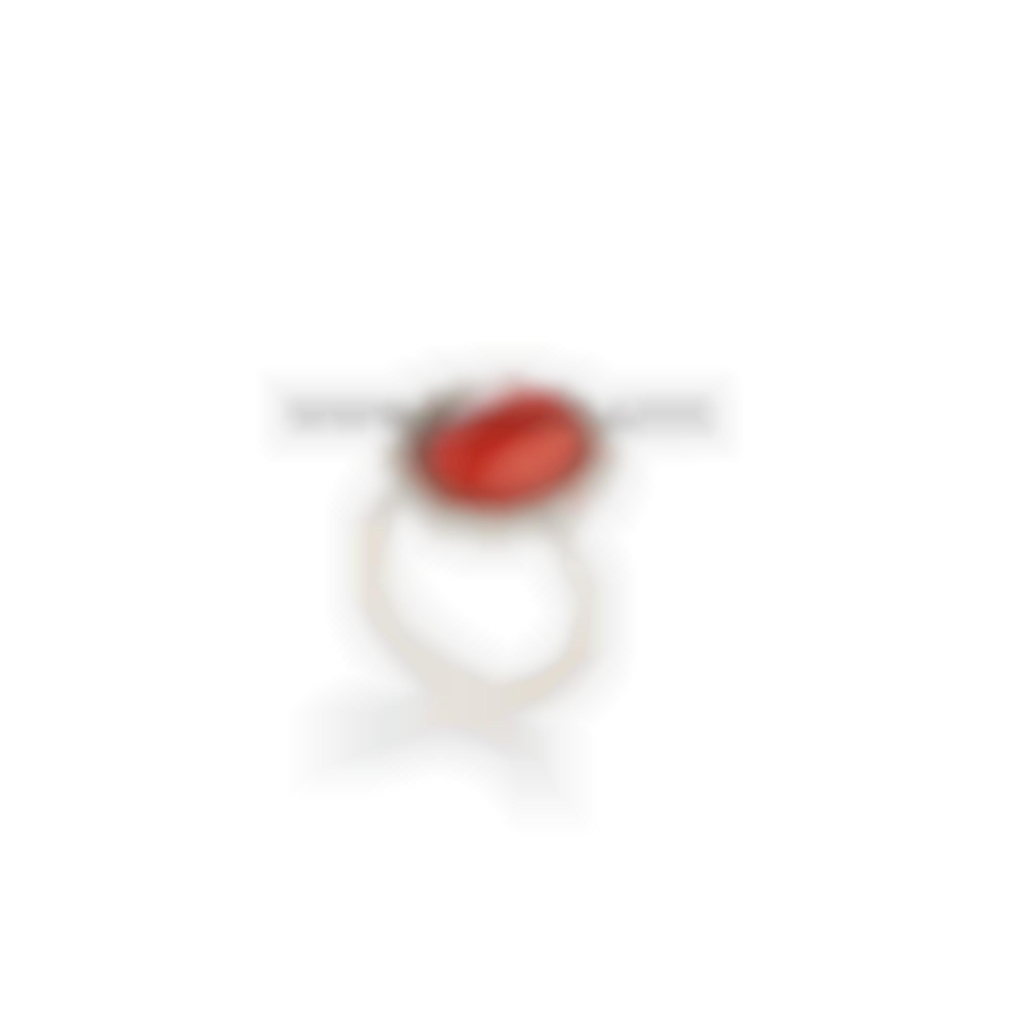 Ring set with diamonds gold and natural red coral 
