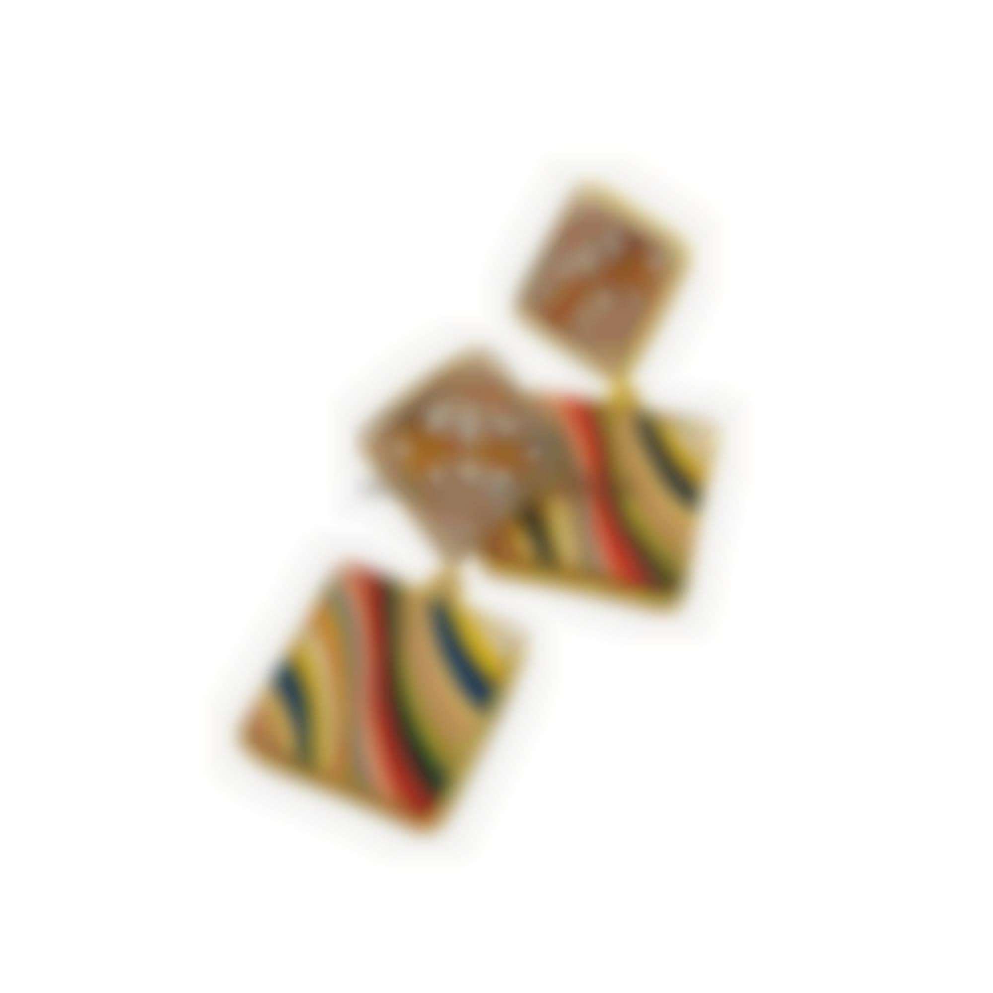 Orecchini in argento con intarsi in legno e cammei