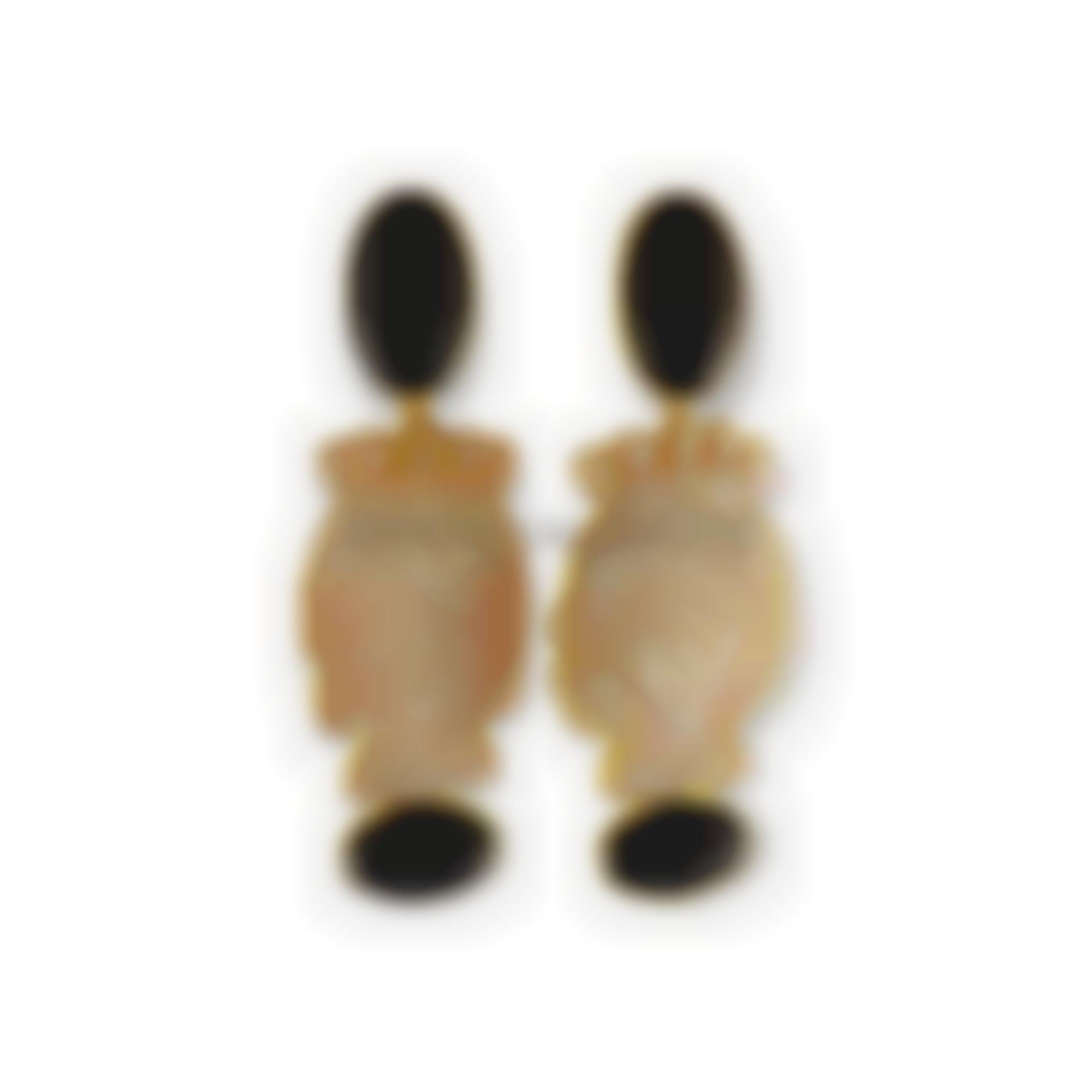 Earrings with black onyx and cameos 