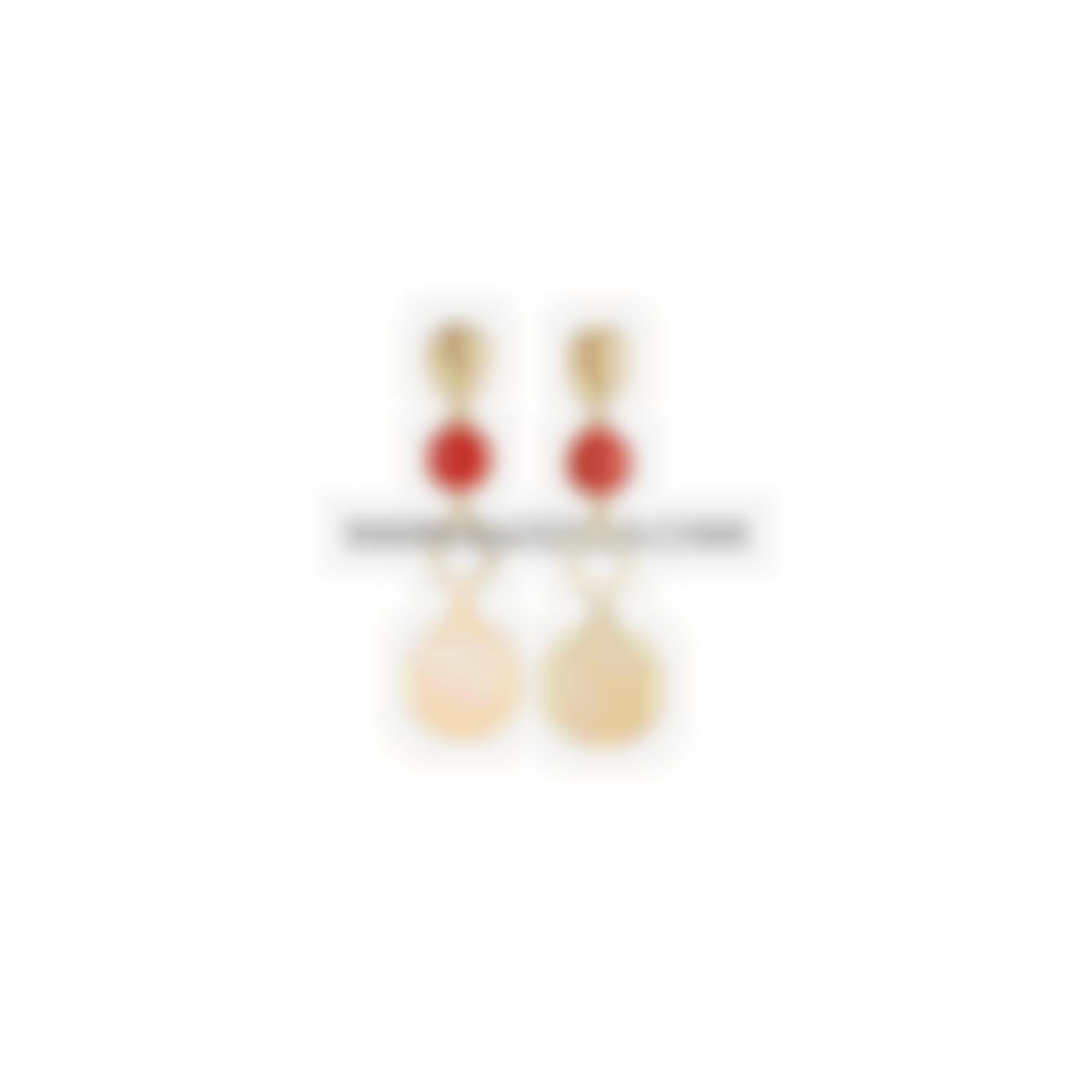 Spole corallo rosso naturale con madreperla in argento 