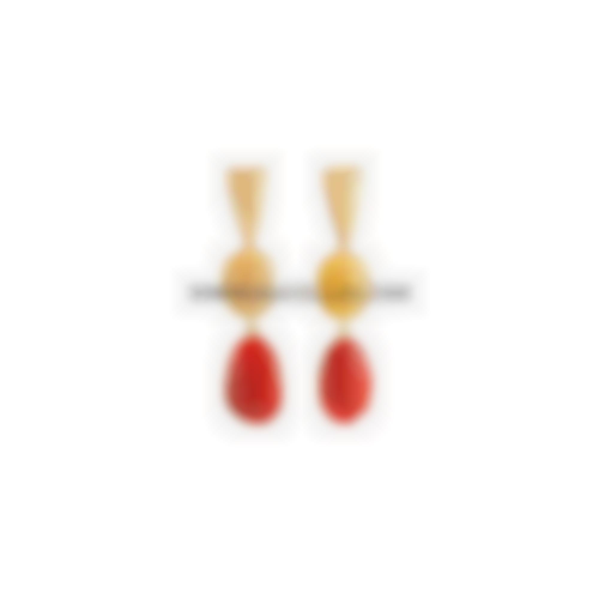 Earrings with natural red italian coral with silver