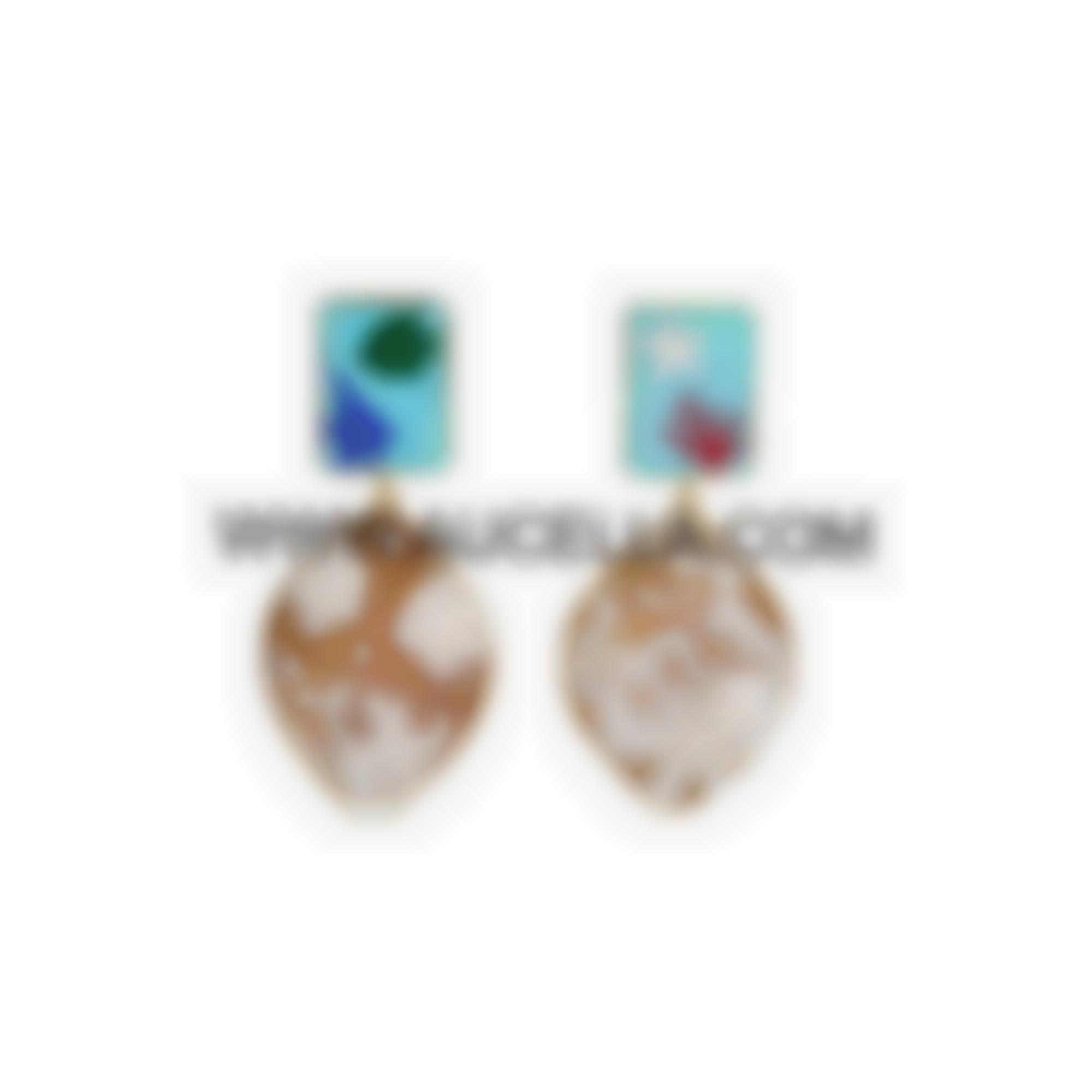 Earrings set in silver with mosaic and seashell 