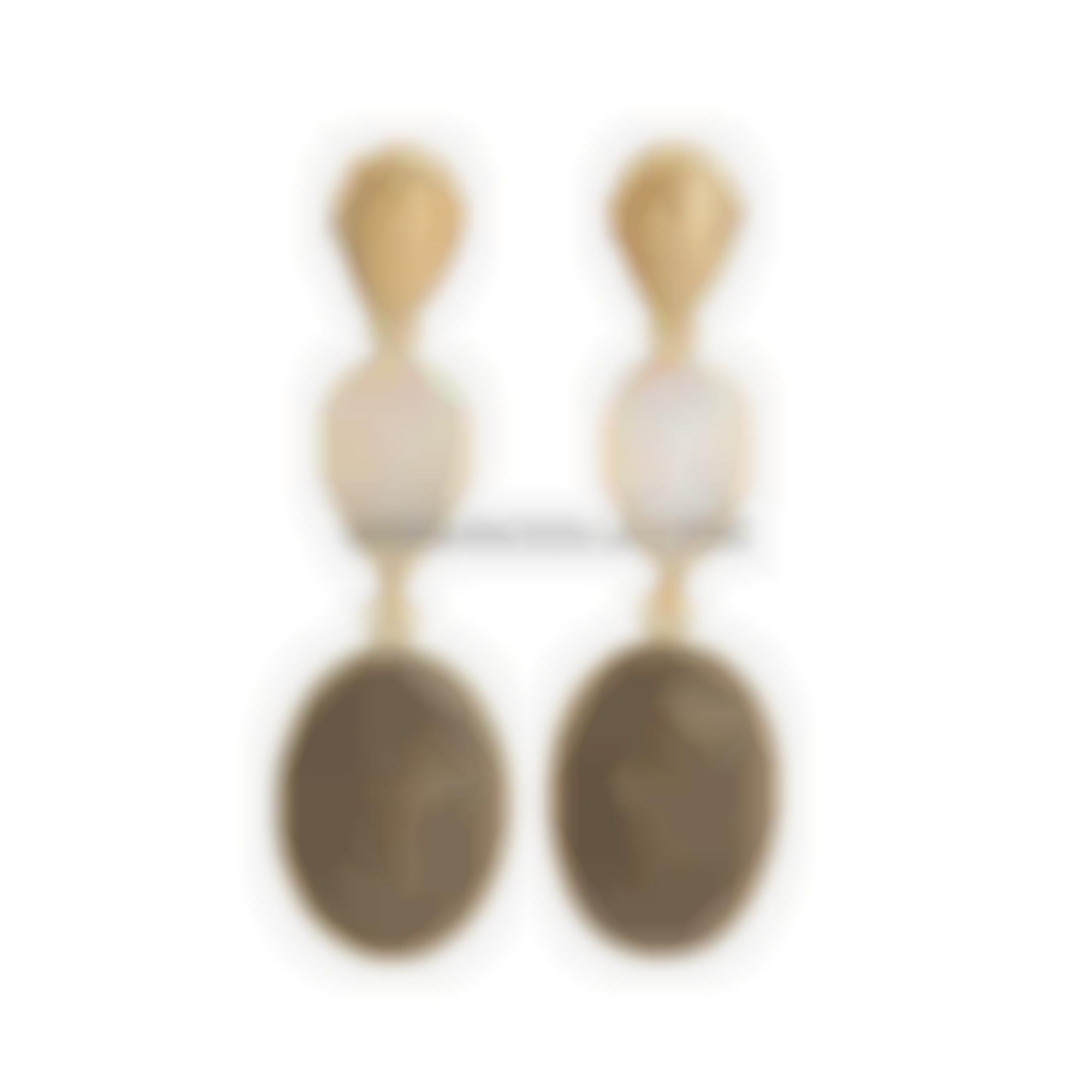 Lava stones cameo set on yellow silver