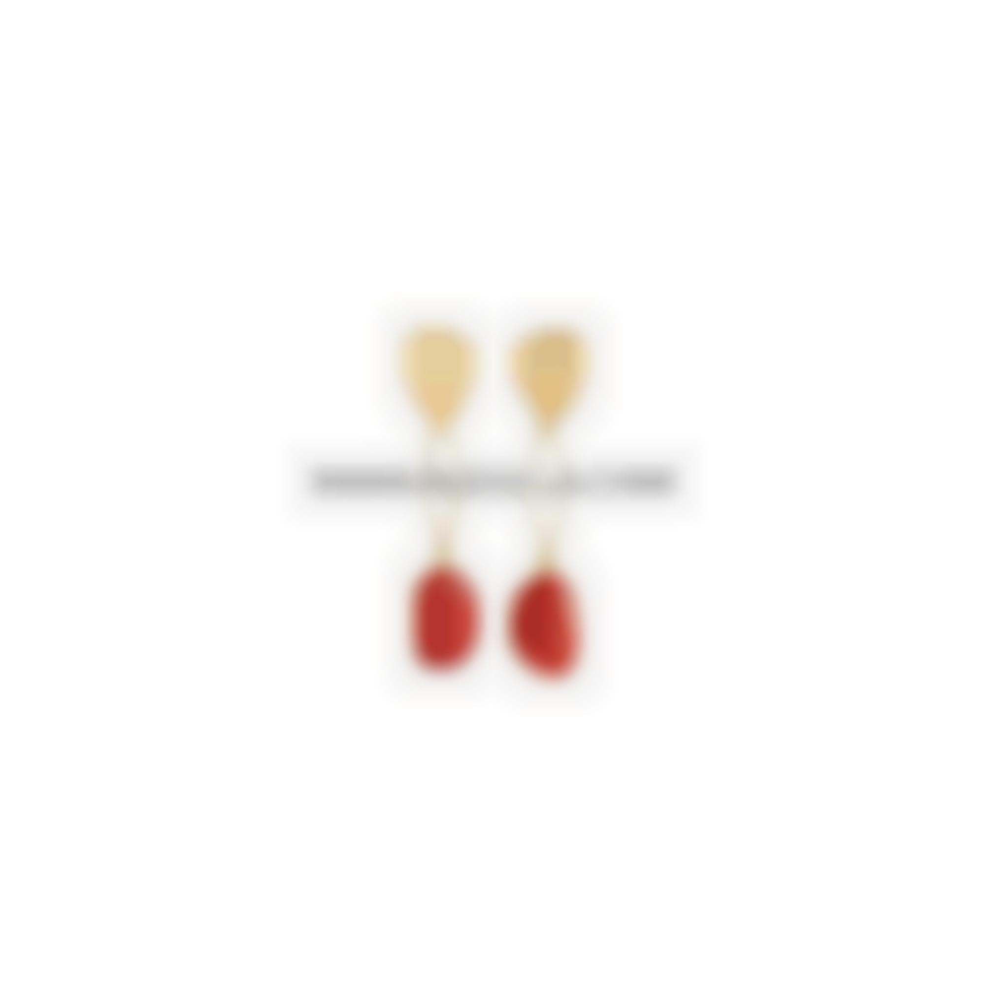 Earrings set in silver with natural red italian coral baroque shape
