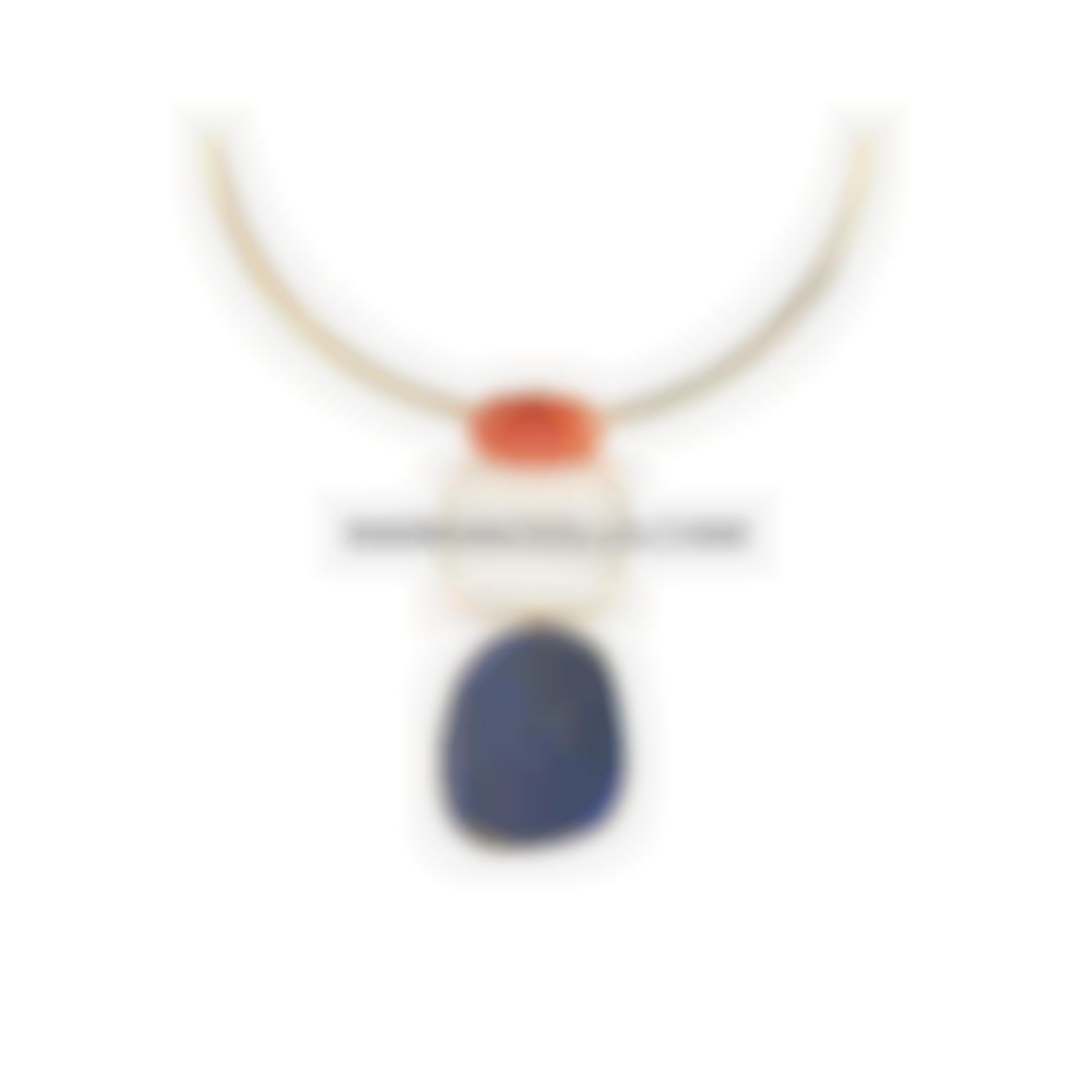 Ciondolo in argento con spola di corallo lapis e mop