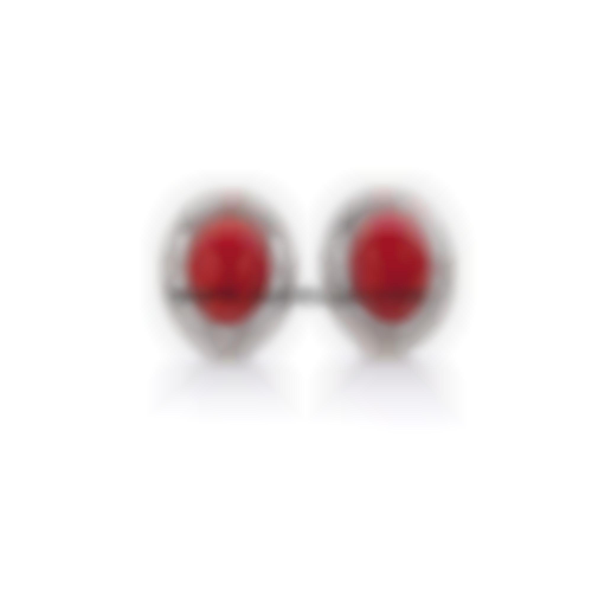 Earrings set with gold and aka coral 