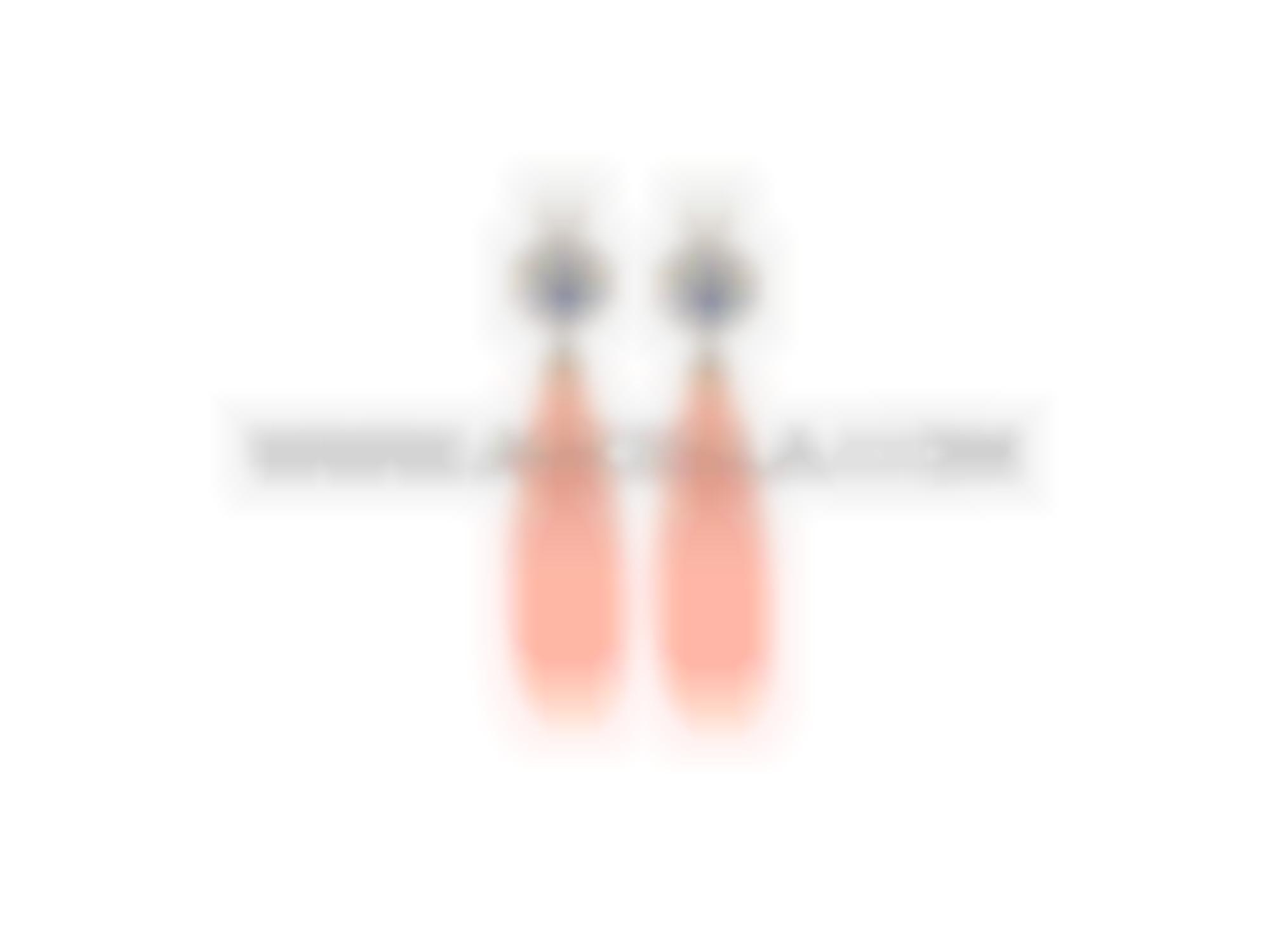 Earrings with big drops set in gold