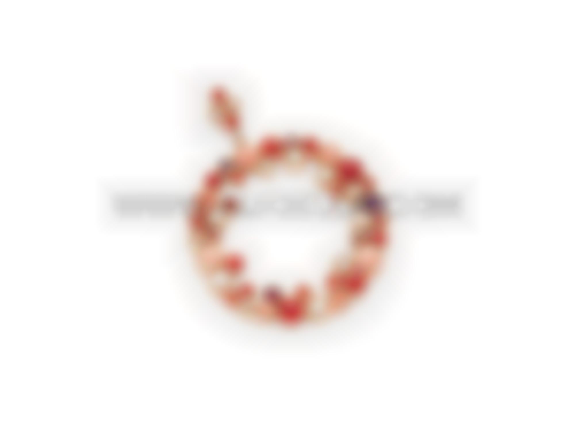 Circle pendant set in gold with coral