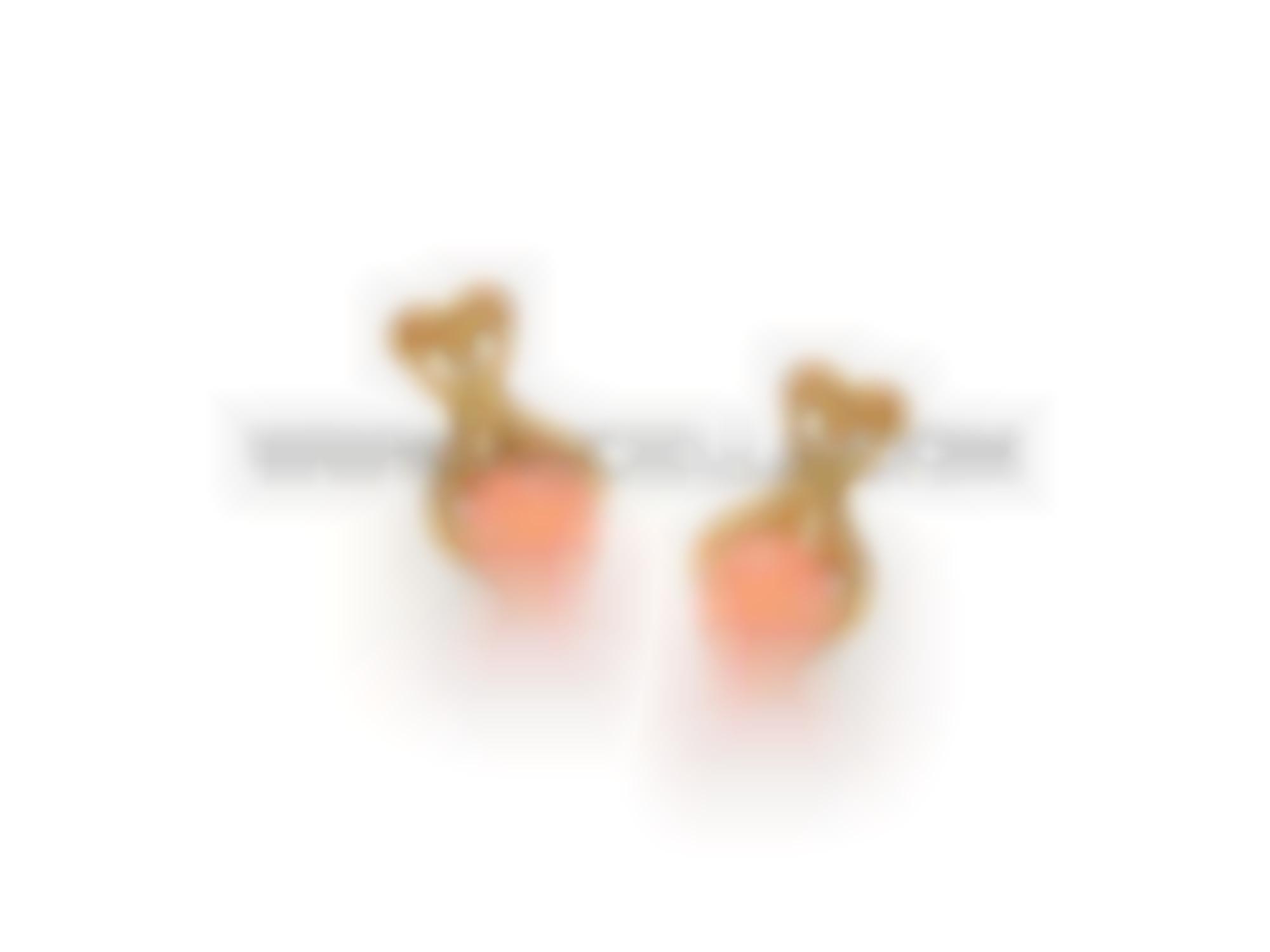 Earrings with pink coral set in gold