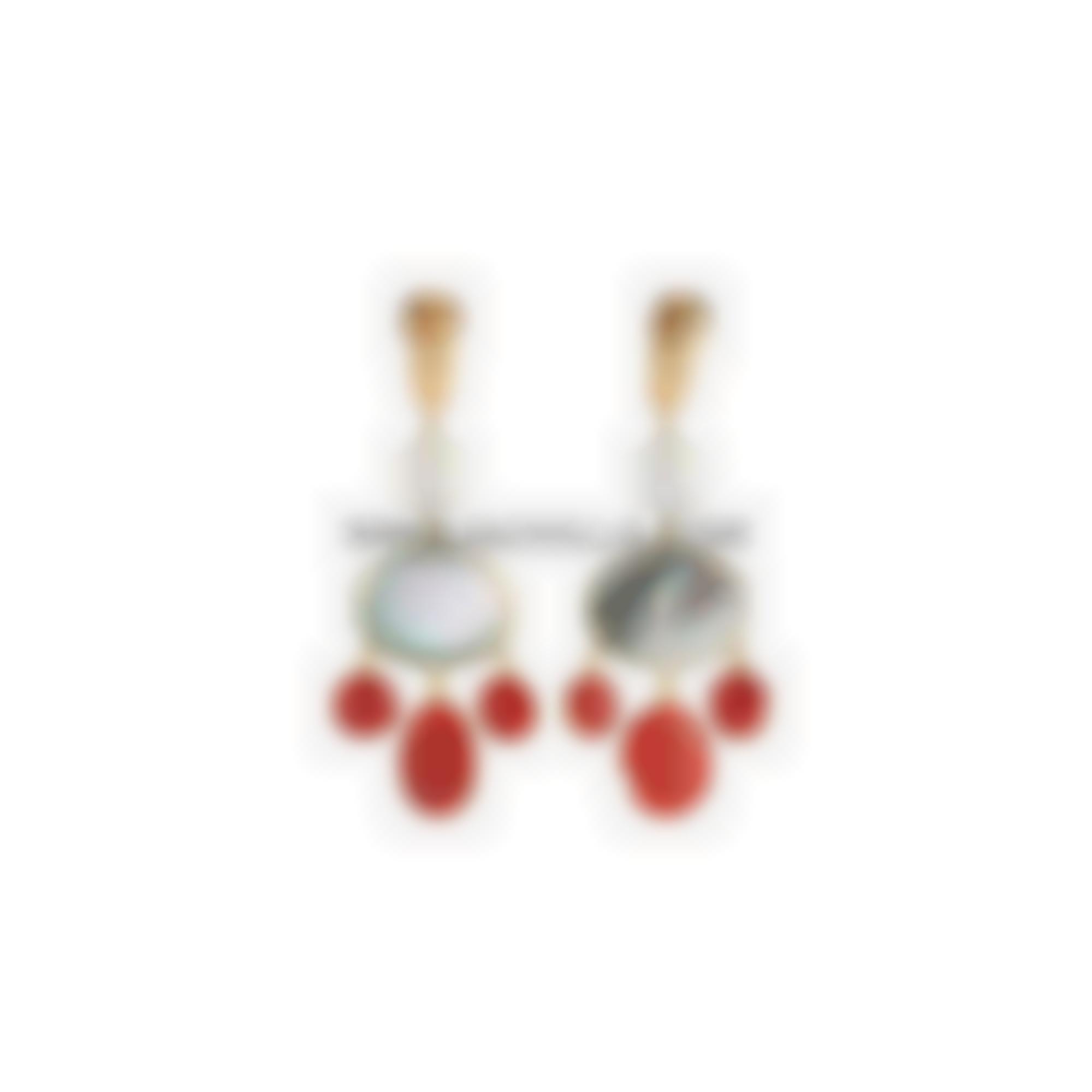 Orecchini in argento 925 con spole baorcco di corallo rosso naturale