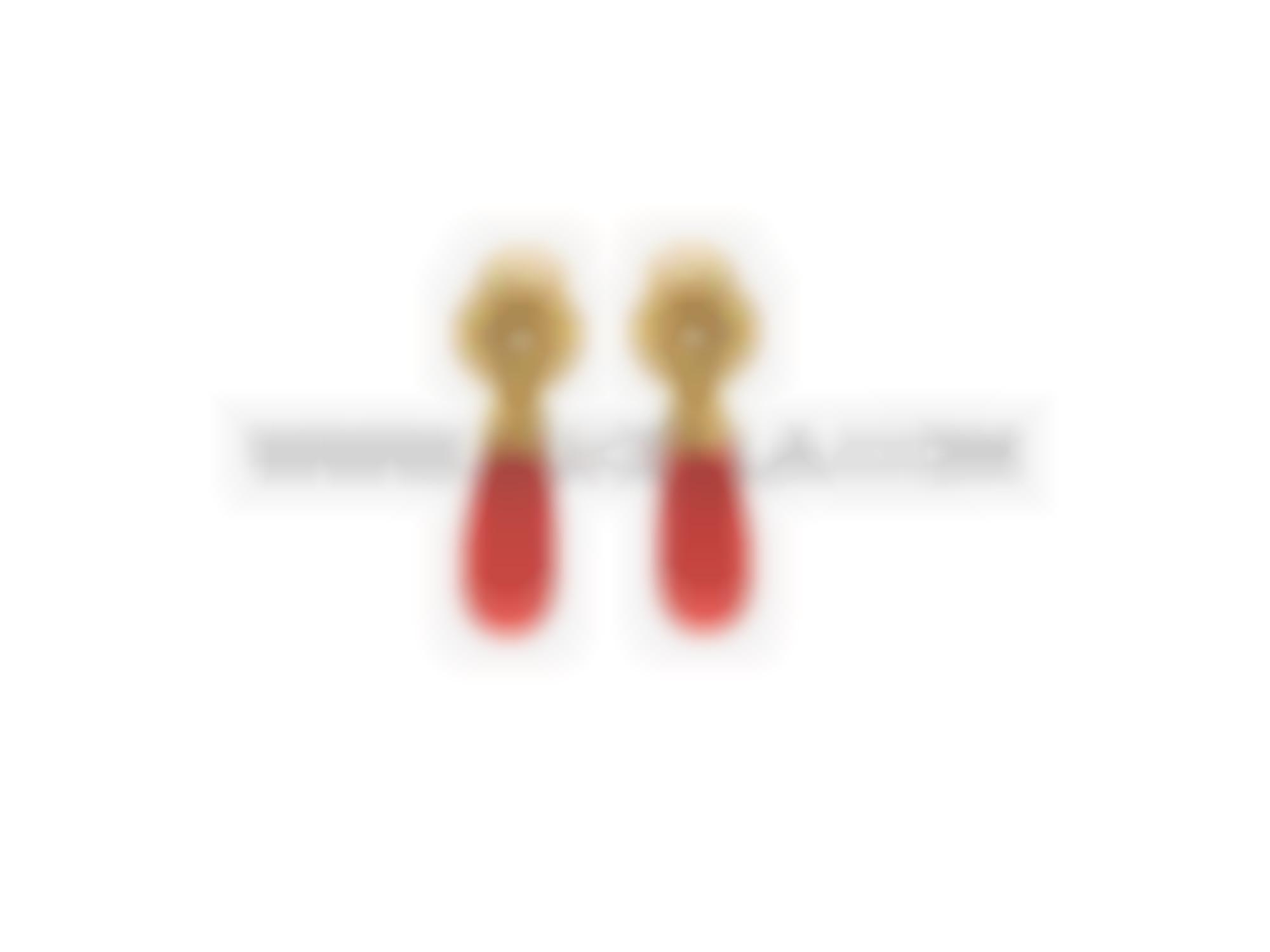 Orecchini pendolo rosso con oro giallo 