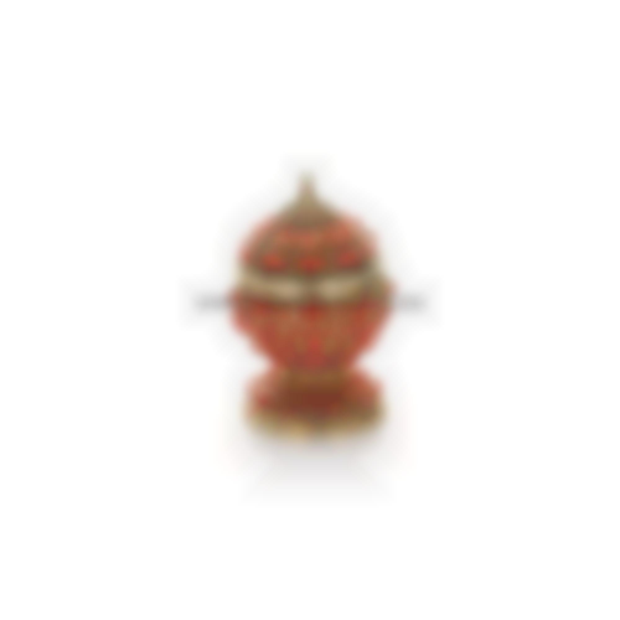 Jar made in silver with natural red mediterranean coral 