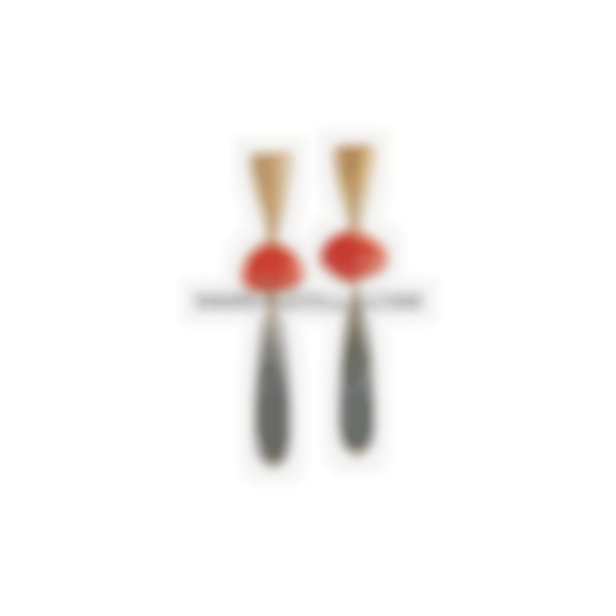 Orecchini in argento stile moderno con corallo