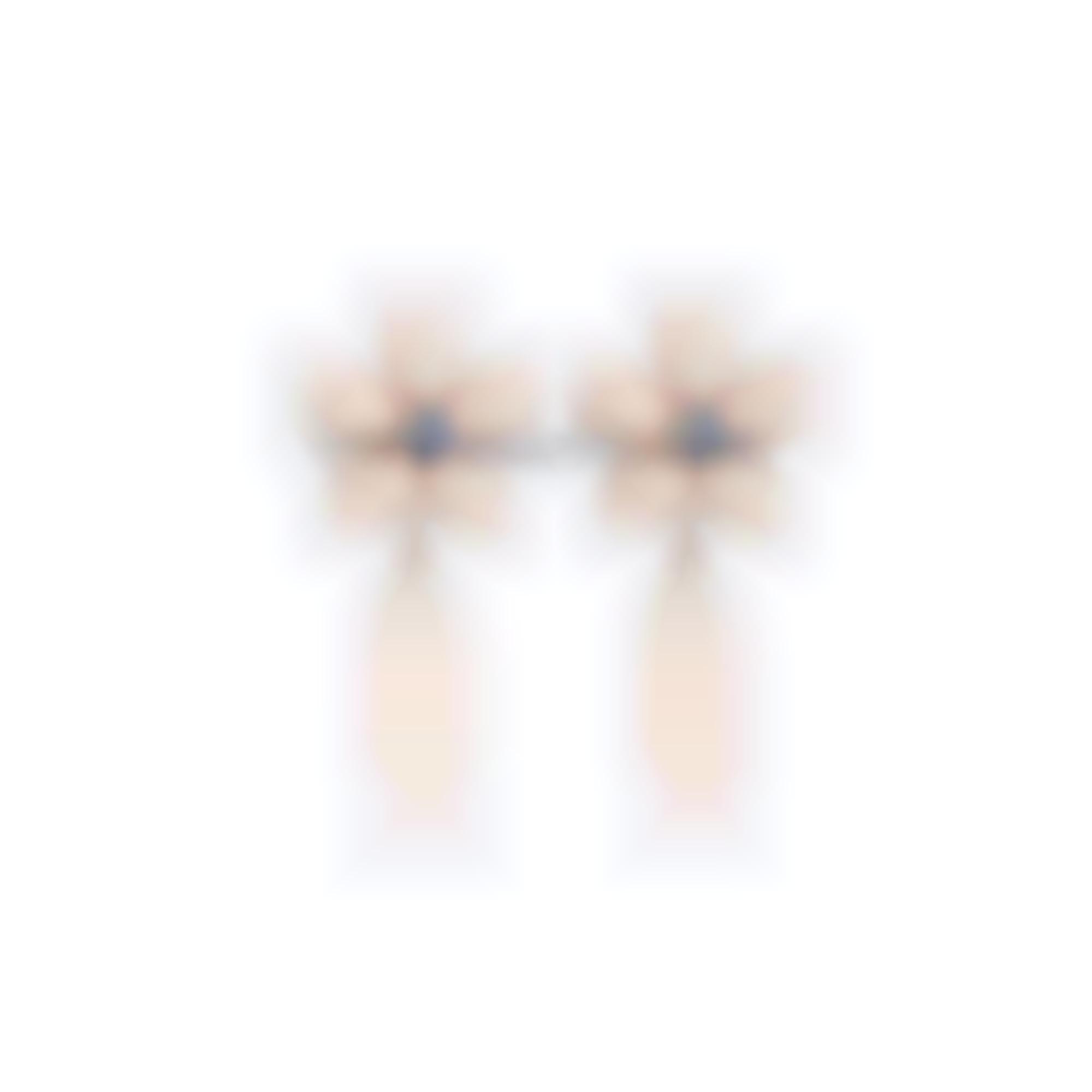 Earrings natural pink coral shappires and gold 