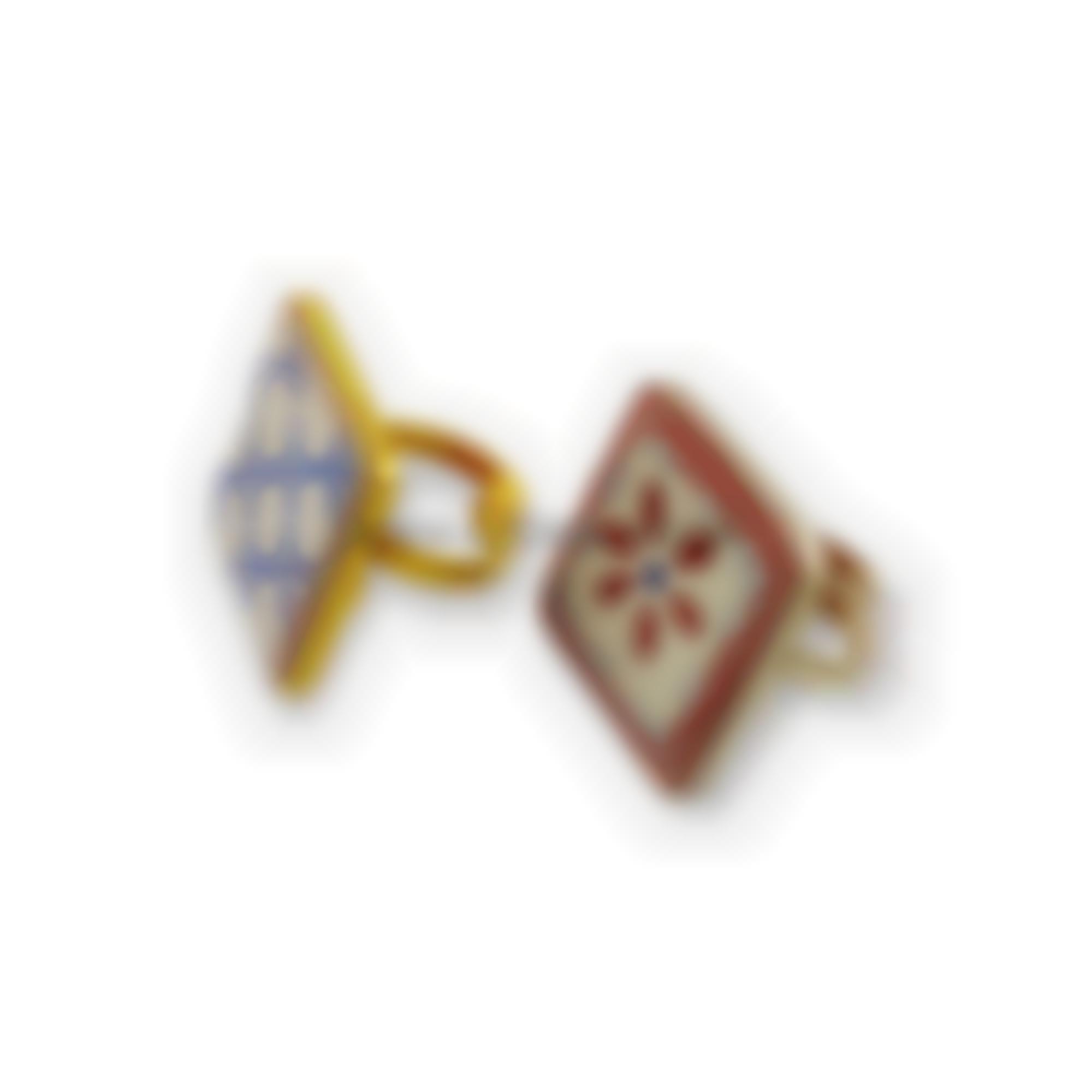 Anello in argento con mattonelle realizzate a mano