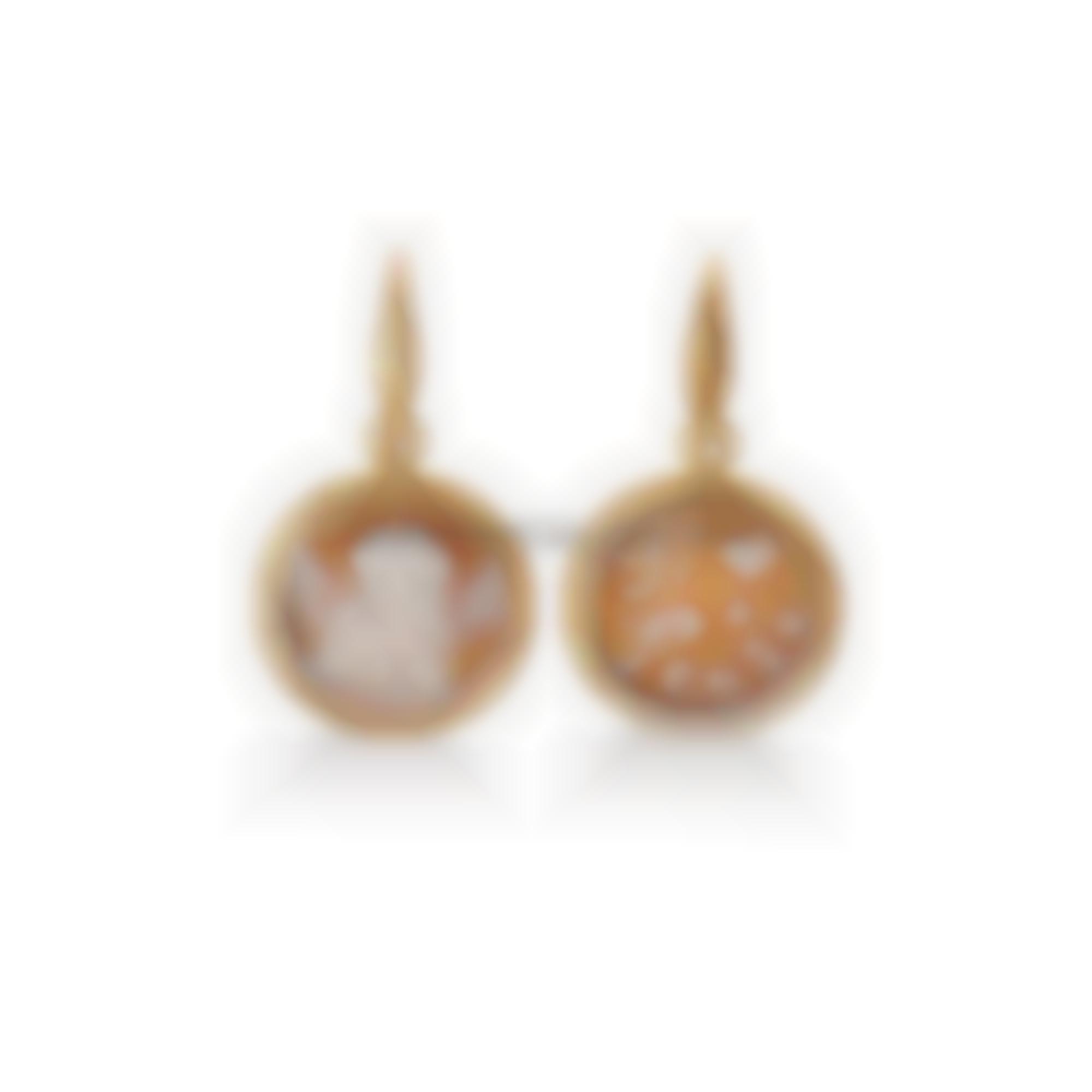 Silver earrings set with natural handamde cameo 
