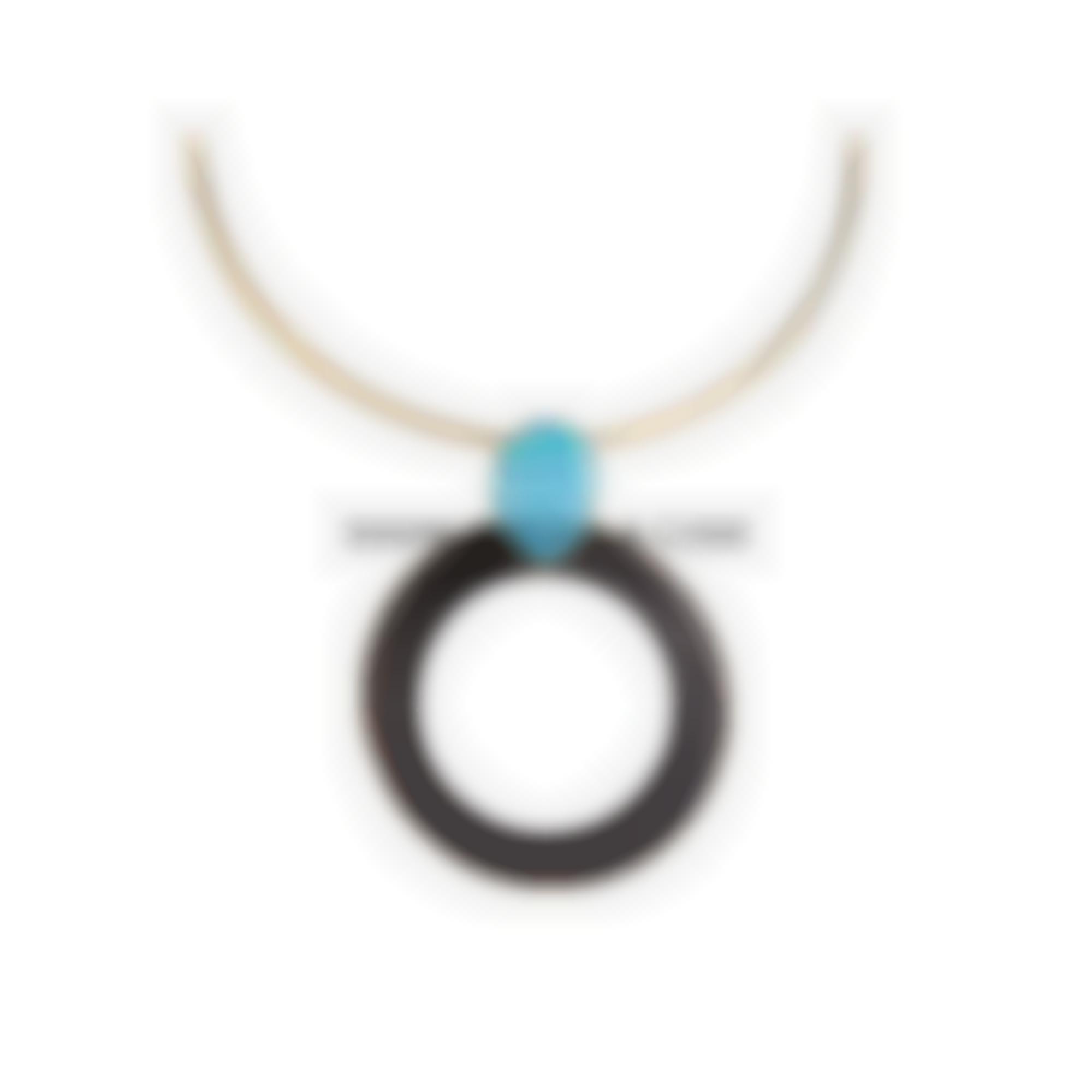 Ciondolo in argento con turchese naturale con ebano