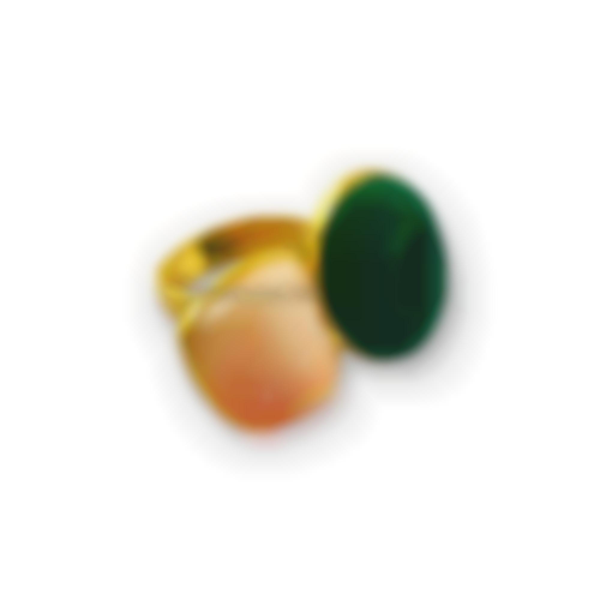 Anello in argento con corallo rosa e pietre naturali