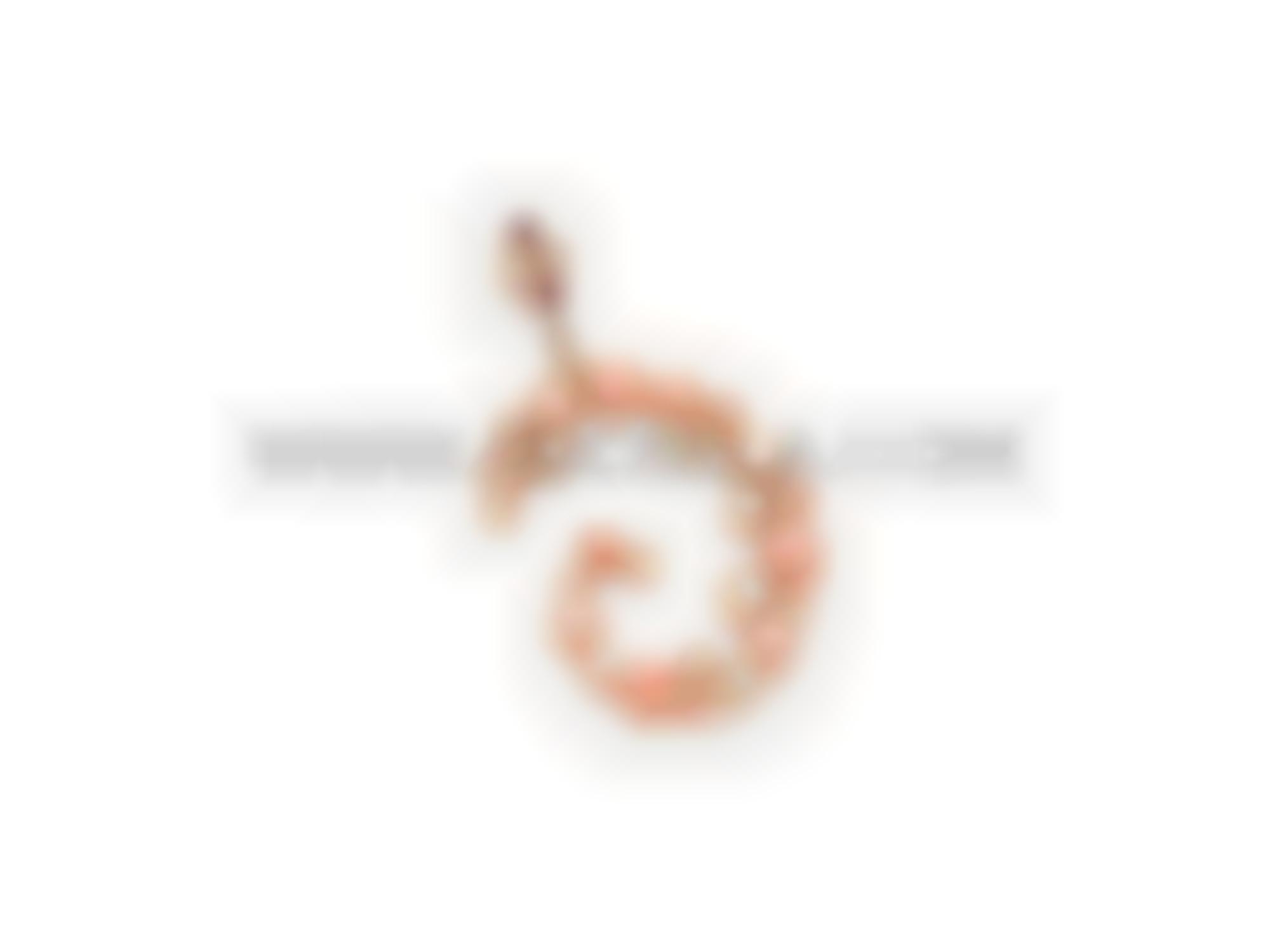 Cedilla pendant set in gold with pink coral 