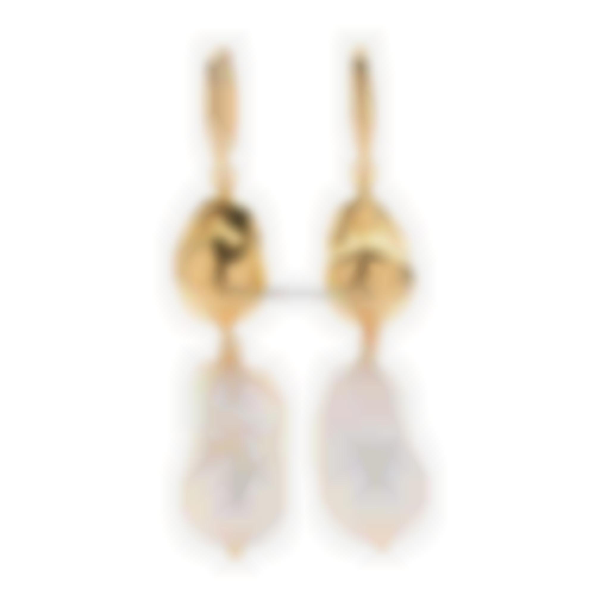 Orecchini con perle naturali montate in argento giallo 