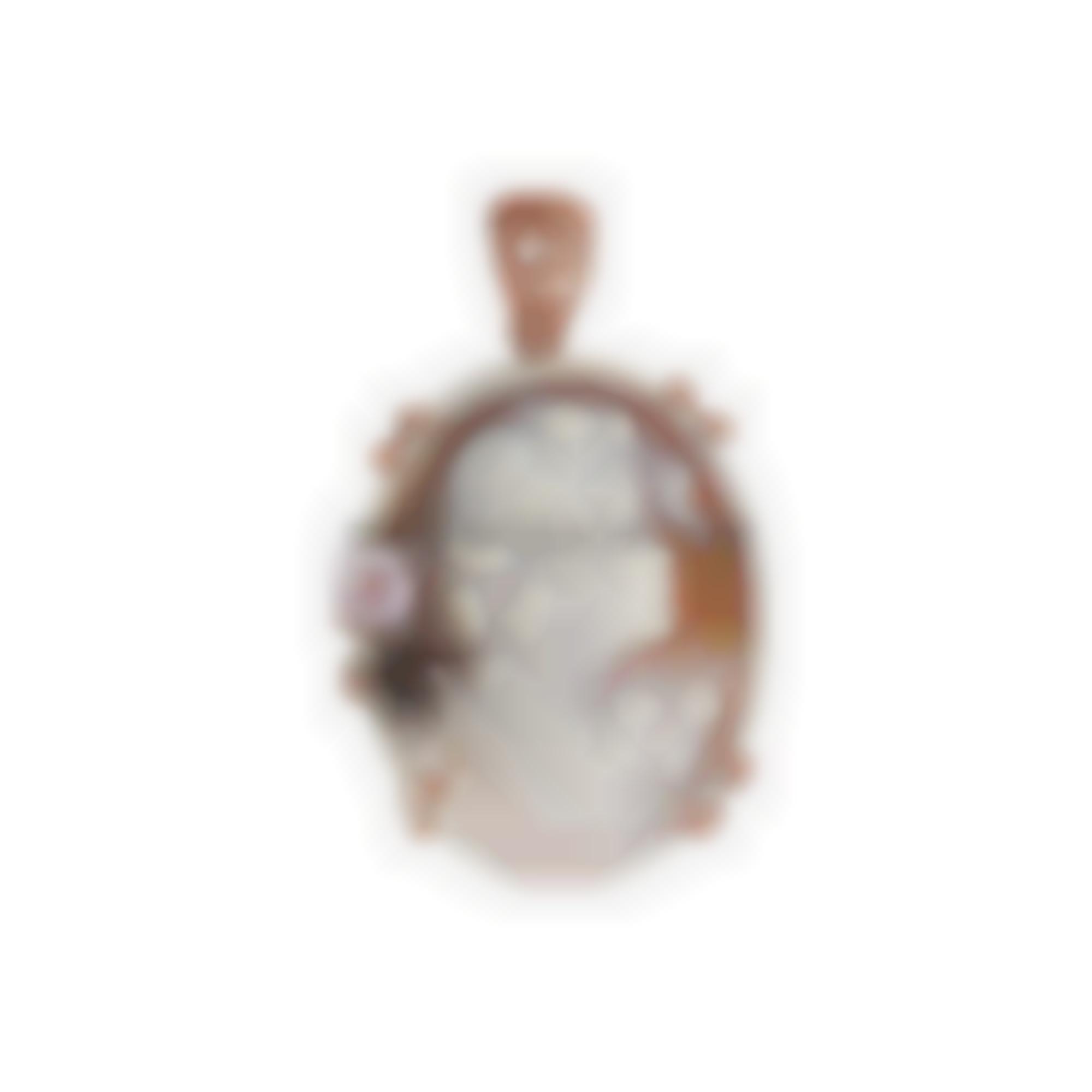 Ciondolo in argento con cammeo ovale inciso a mano