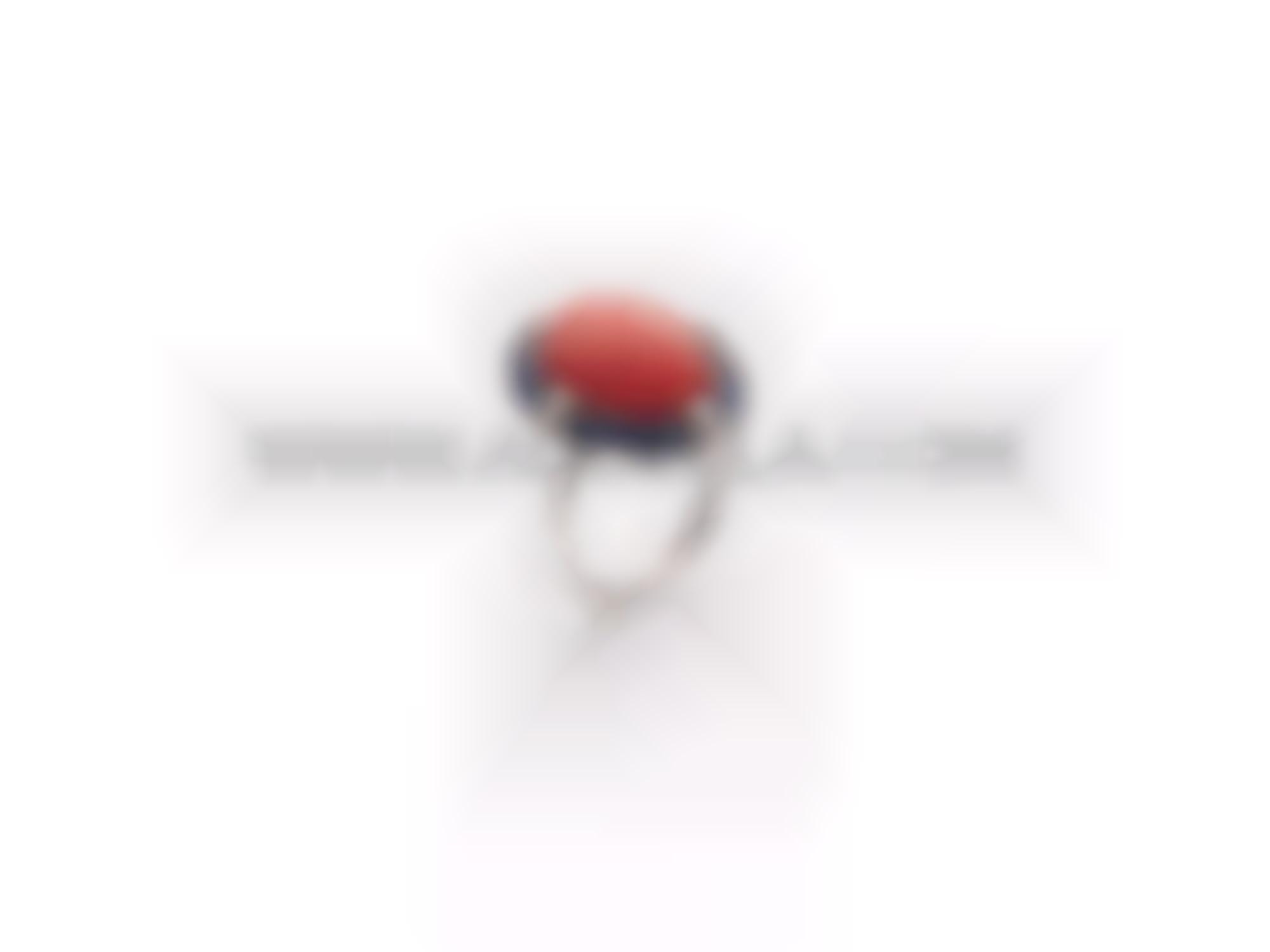 Anello spola corallo rosso e zaffiri 