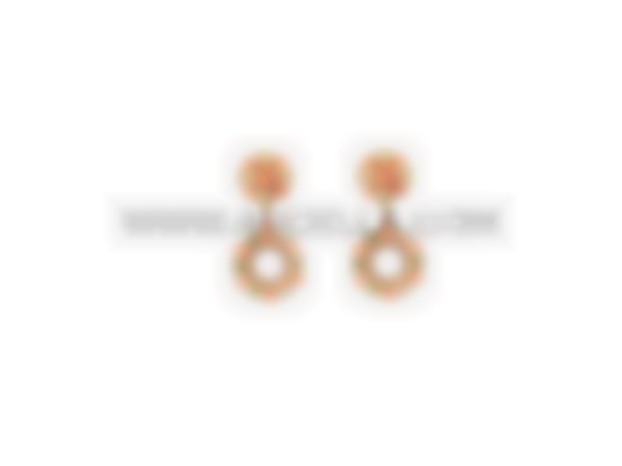 Earrings with pink coral set in gold with diamonds 