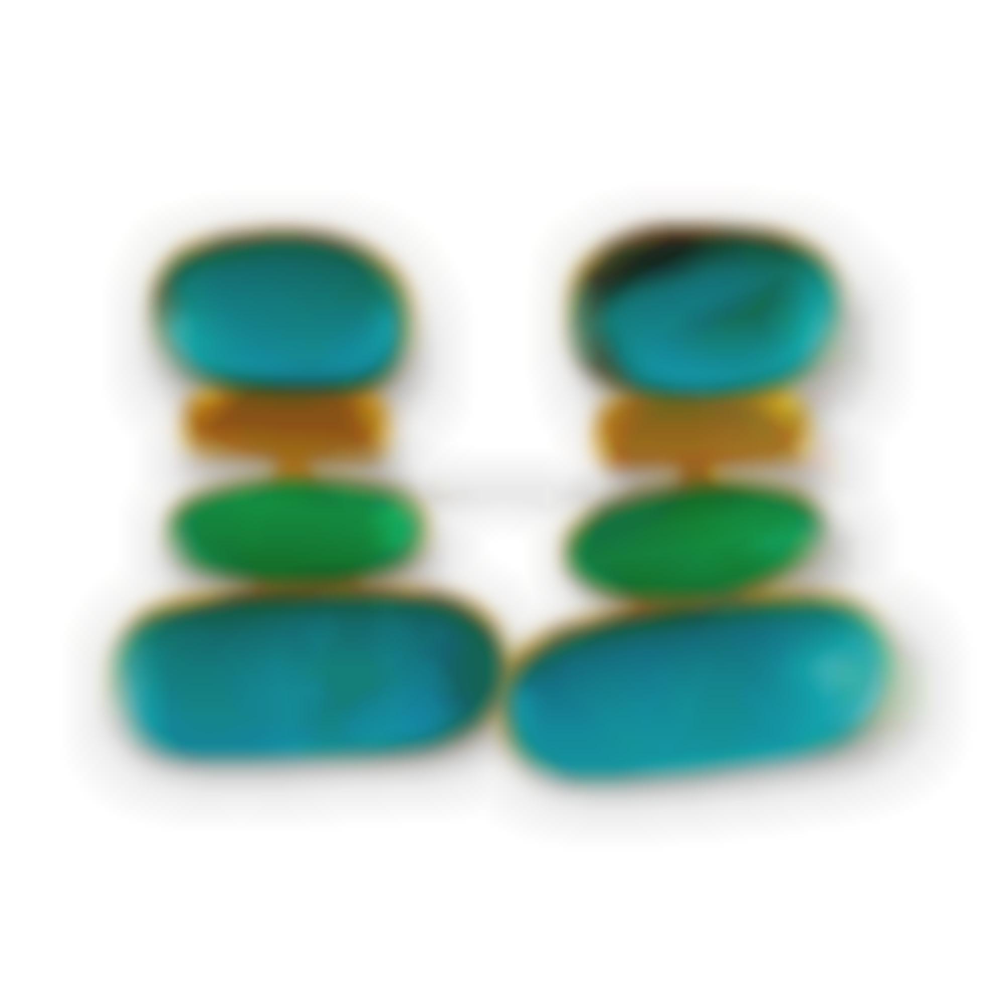 Onice verde con turchese naturale stabilizzato montat in argento 